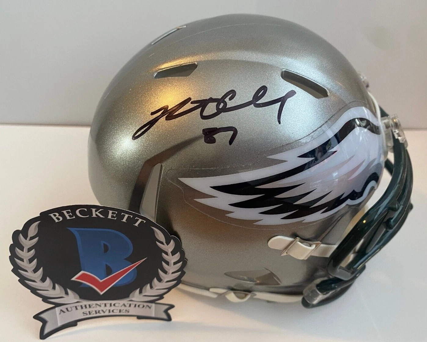 BRENT CELEK PHILADELPHIA EAGLES SIGNED AUTOGRAPHED FLASH MINI HELMET BECKETT