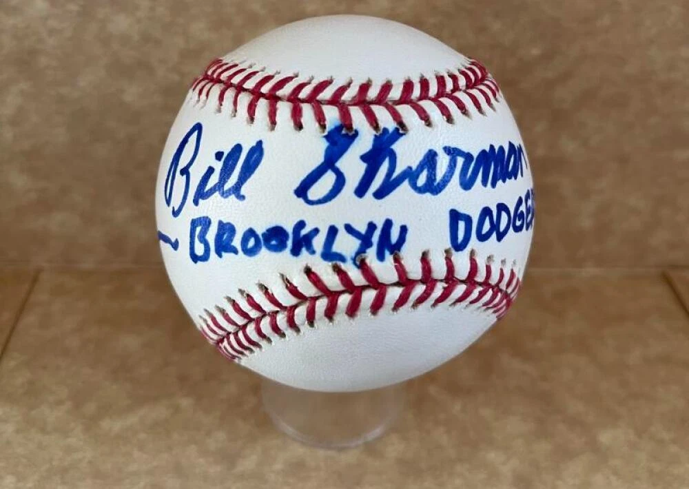 BILL SHARMAN BROOKLYN DODGERS 1951SIGNED AUTO M.L. BASEBALL JSA AUTH
