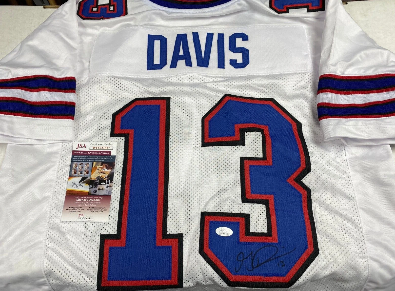 GABRIEL DAVIS BUFFALO BILLS SIGNED AUTOGRAPHED CUSTOM WHITE JERSEY SZ XL JSA COA