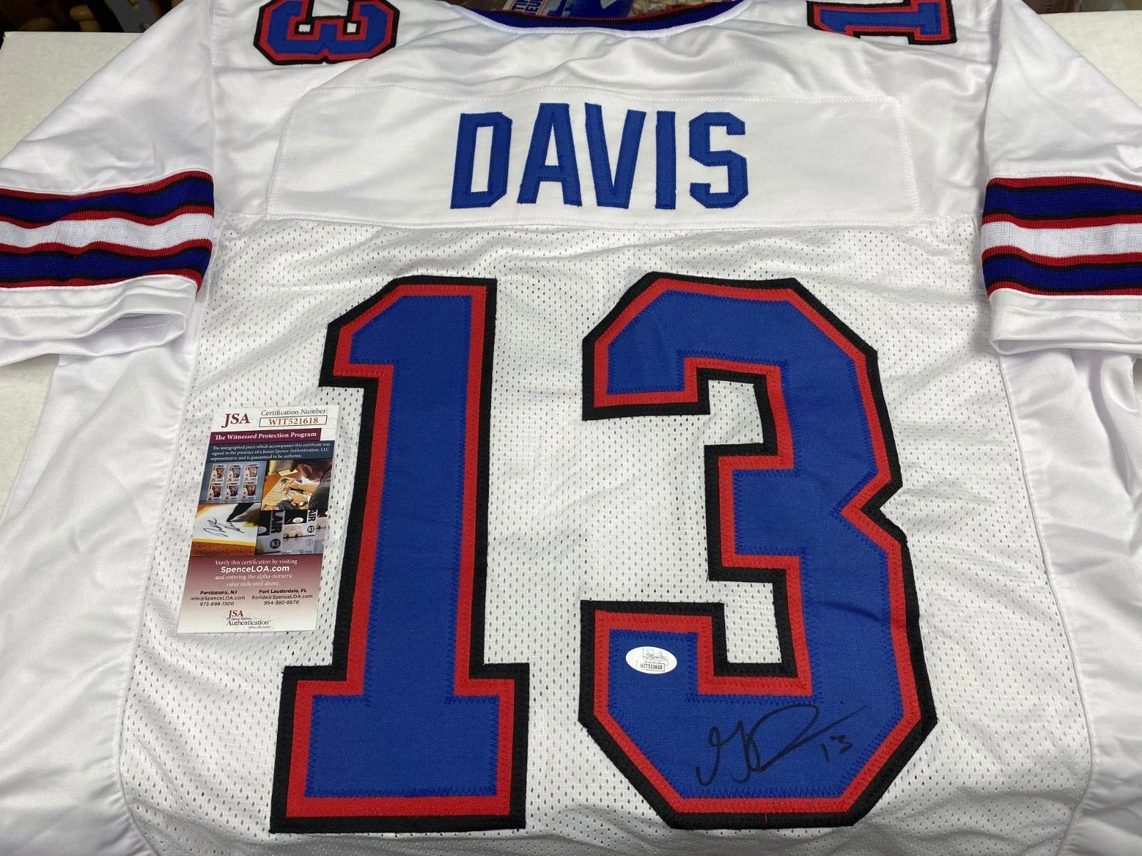 GABRIEL DAVIS BUFFALO BILLS SIGNED AUTOGRAPH CUSTOM WHITE JERSEY SZ XL JSA AUTH
