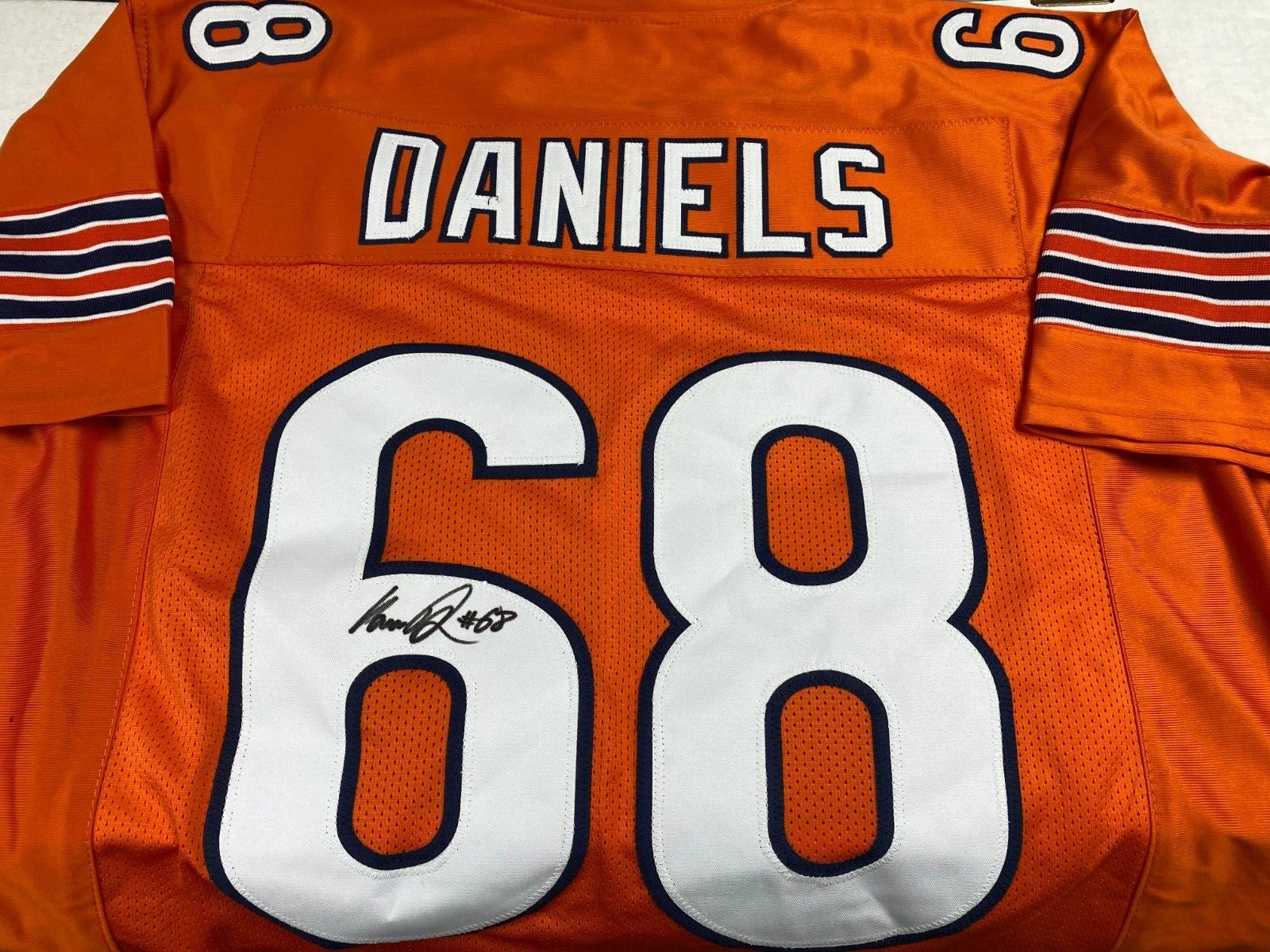 JAMES DANIELS CHICAGO BEARS #68 SIGNED AUTOGRAPHED CUSTOM ORANGE JERSEY W/COA