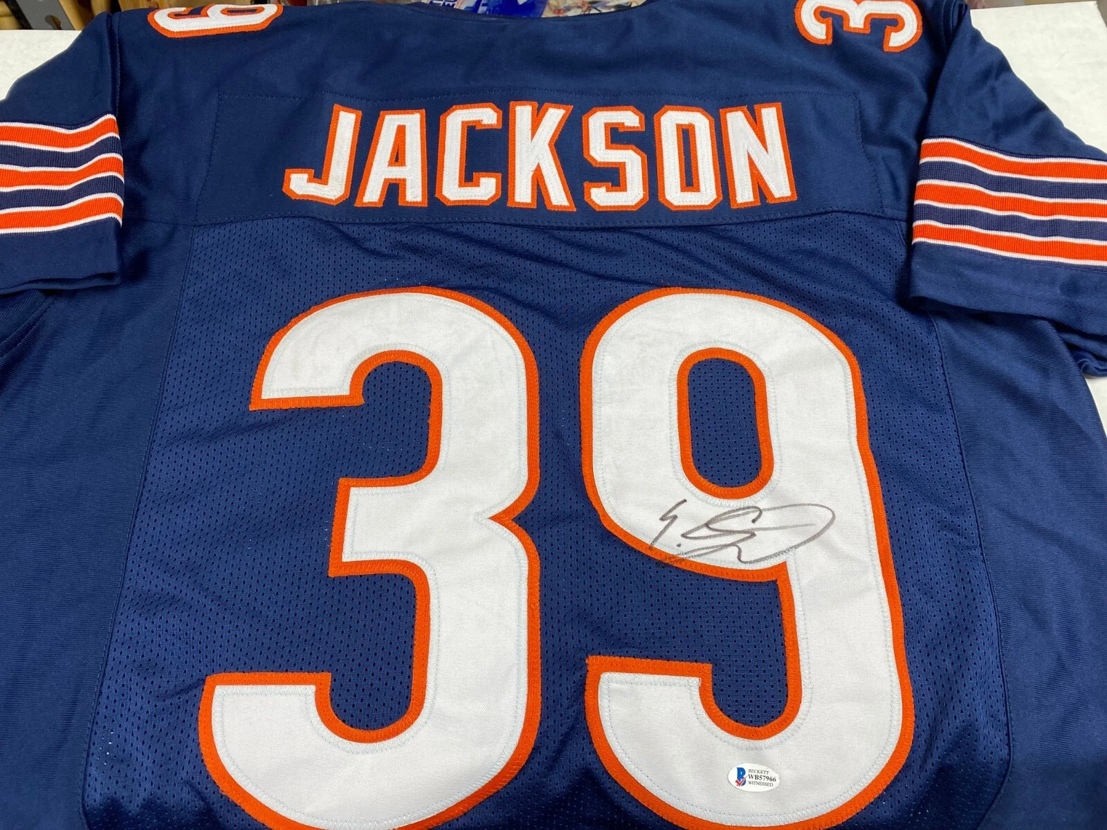 EDDIE JACKSON CHICAGO BEARS #39 SIGNED AUTOGRAPHED CUSTOM JERSEY BECKETT