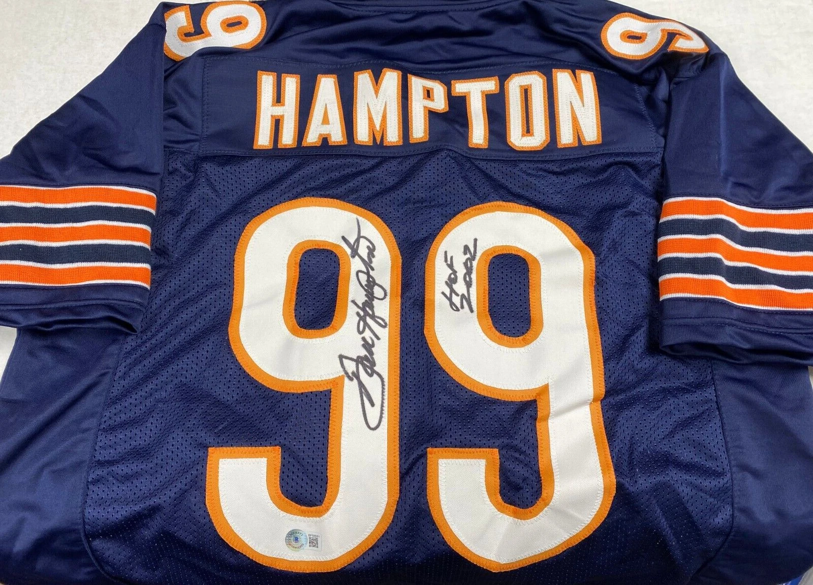 DAN HAMPTON CHICAGO BEARS #99 HOF 2002 SIGNED AUTOGRAPHED CUSTOM JERSEY BECKETT