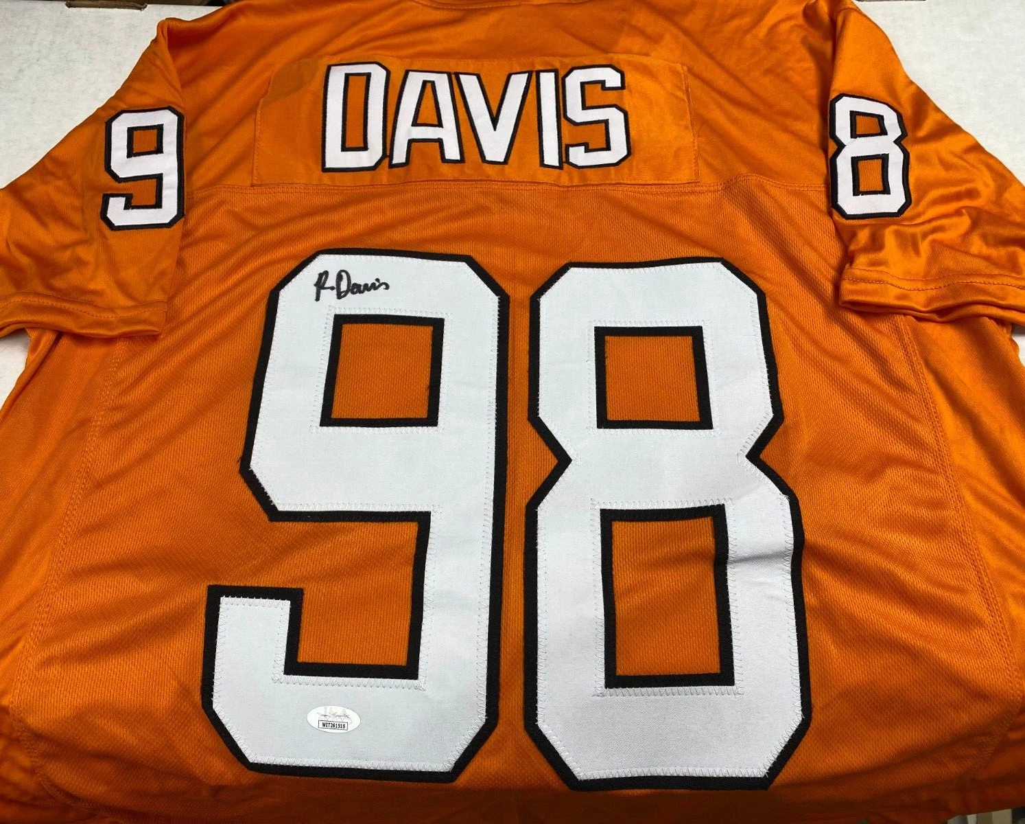 RAEKWON DAVIS #98 MIAMI DOLPHINS SIGNED AUTOGRAPH ORANGE CUSTOM JERSEY SZ XL JSA