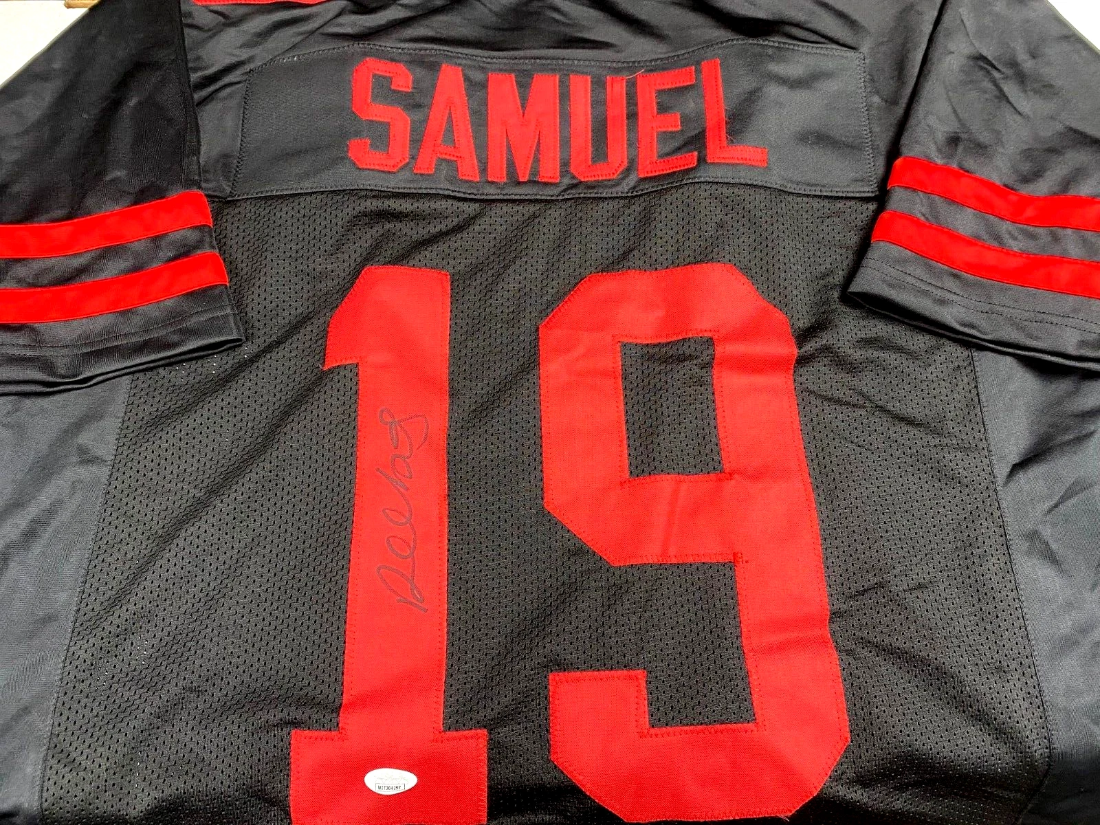 DEEBO SAMUEL #19 SF 49ERS SIGNED AUTOGRAPHED AUTO CUSTOM BLACK/RED JERSEY JSA *