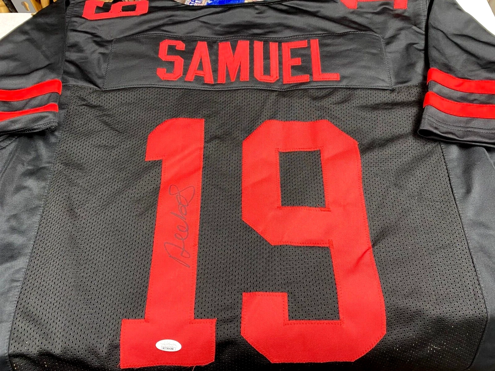 DEEBO SAMUEL #19 SF 49ERS SIGNED AUTOGRAPHED AUTO CUSTOM BLACK/RED JERSEY JSA !