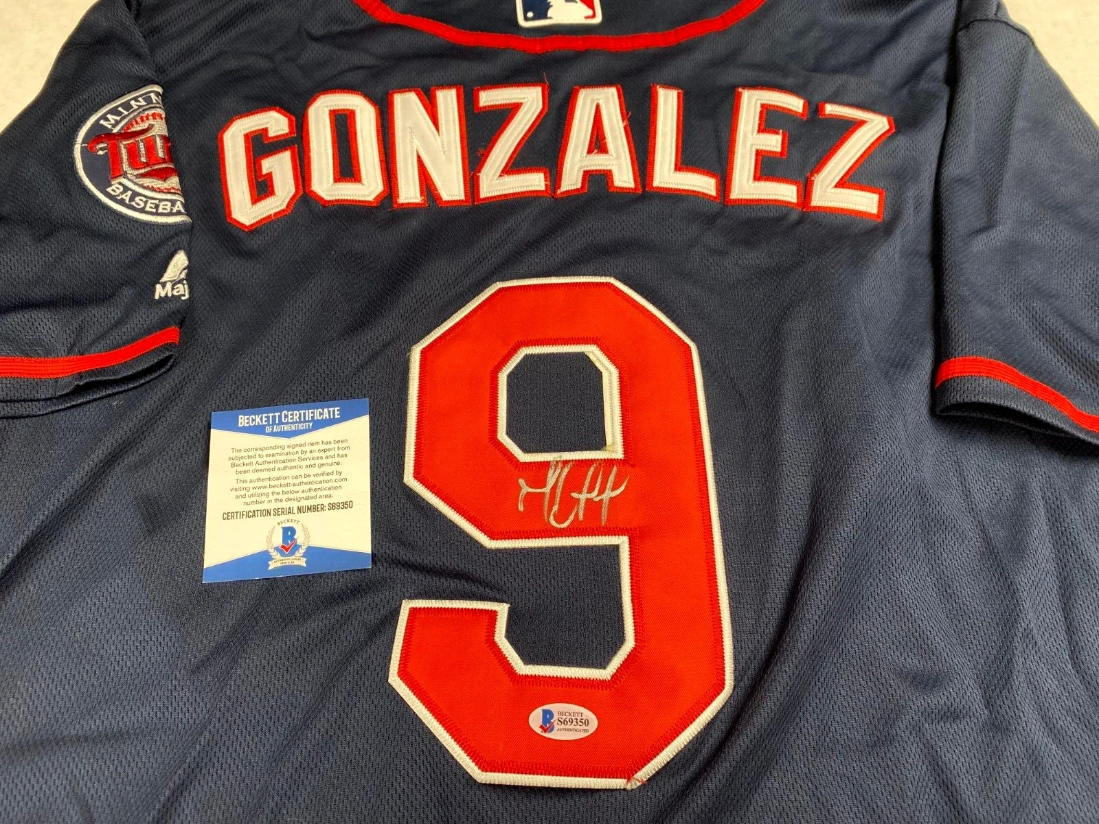MARWYN GONZALEZ #9 MINNESOTA TWINS SIGNED AUTOGRAPH CUSTOM JERSEY SZ XL BECKETT