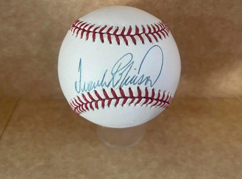 FRANK ROBINSON ORIOLES/INDIANS SIGNED AUTOGRAPHED A.L. BASEBALL STICKER ONLY JSA