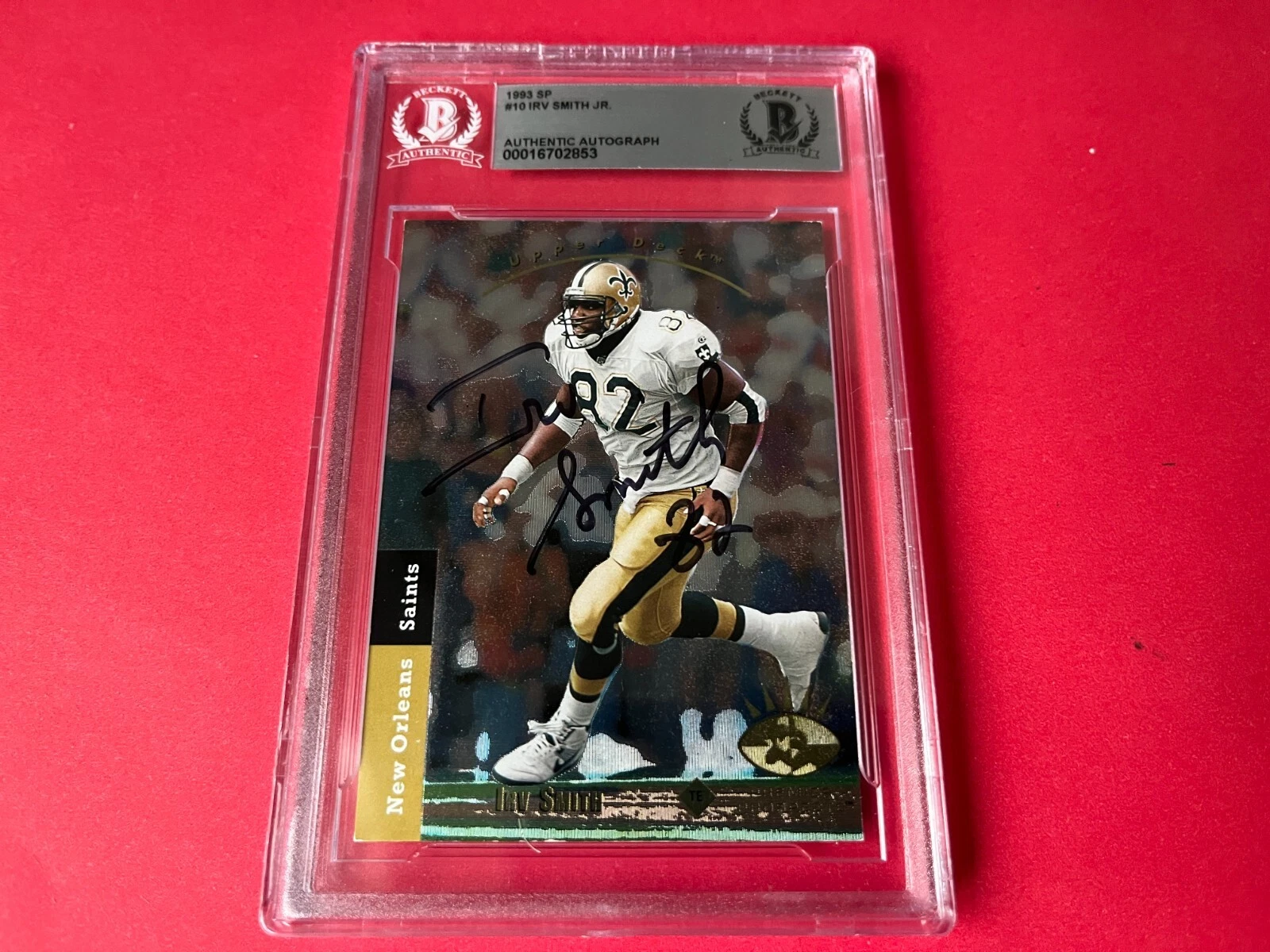 Irv Smith Saints 1993 Upper Deck SP Card Signed Auto Beckett BAS Slabbed
