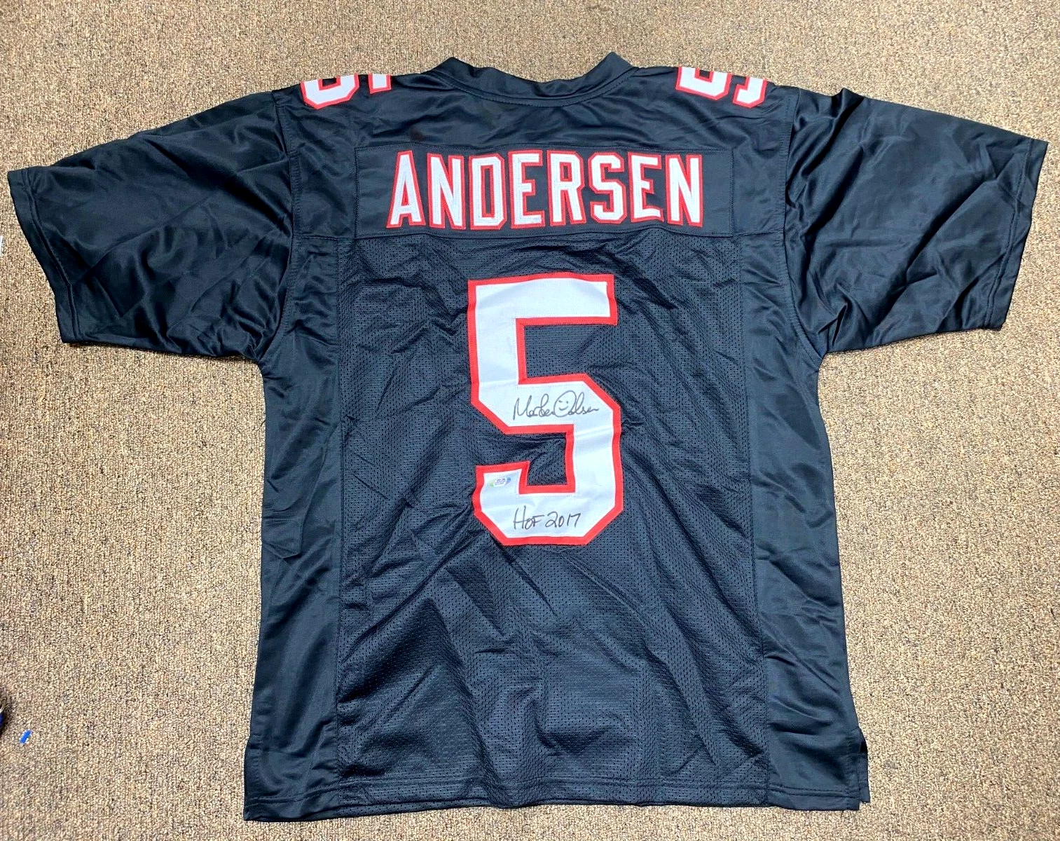 MORTEN ANDERSEN #5 HOF 2017 ATLANTA FALCONS SIGNED CUSTOM JERSEY SZ XL PSA **