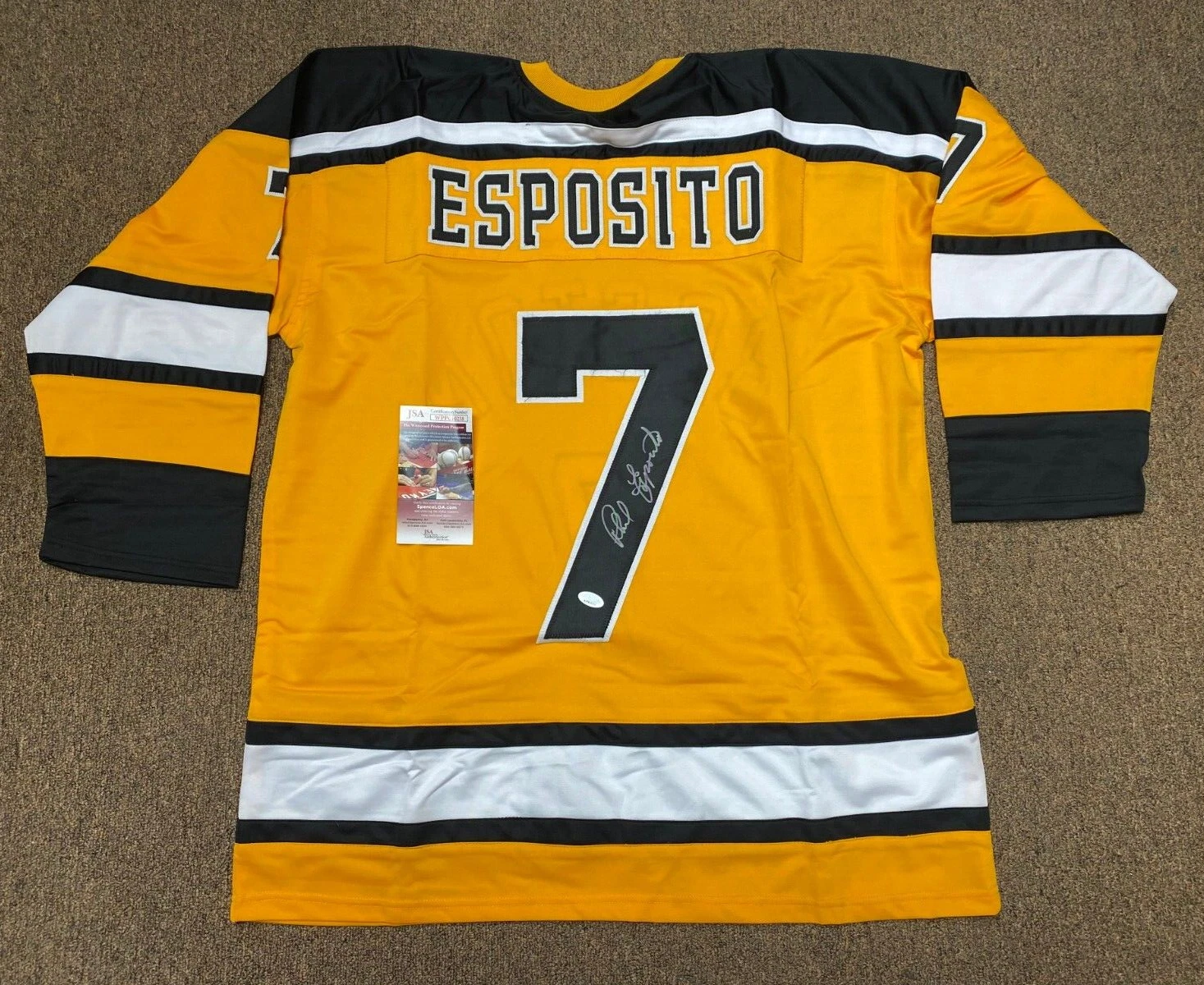 PHIL ESPOSITO #7 BOSTON BRUINS SIGNED AUTOGRAPHED CUSTOM JERSEY SZ XL JSA