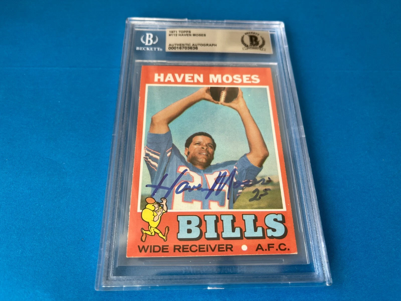 Haven Moses Bills 1971 Topps Card Signed Auto Beckett BAS Slabbed