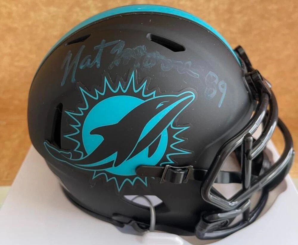 NAT MOORE DOLPHINS SIGNED AUTO ECLIPSE MINI HELMET BECKETT AUTH