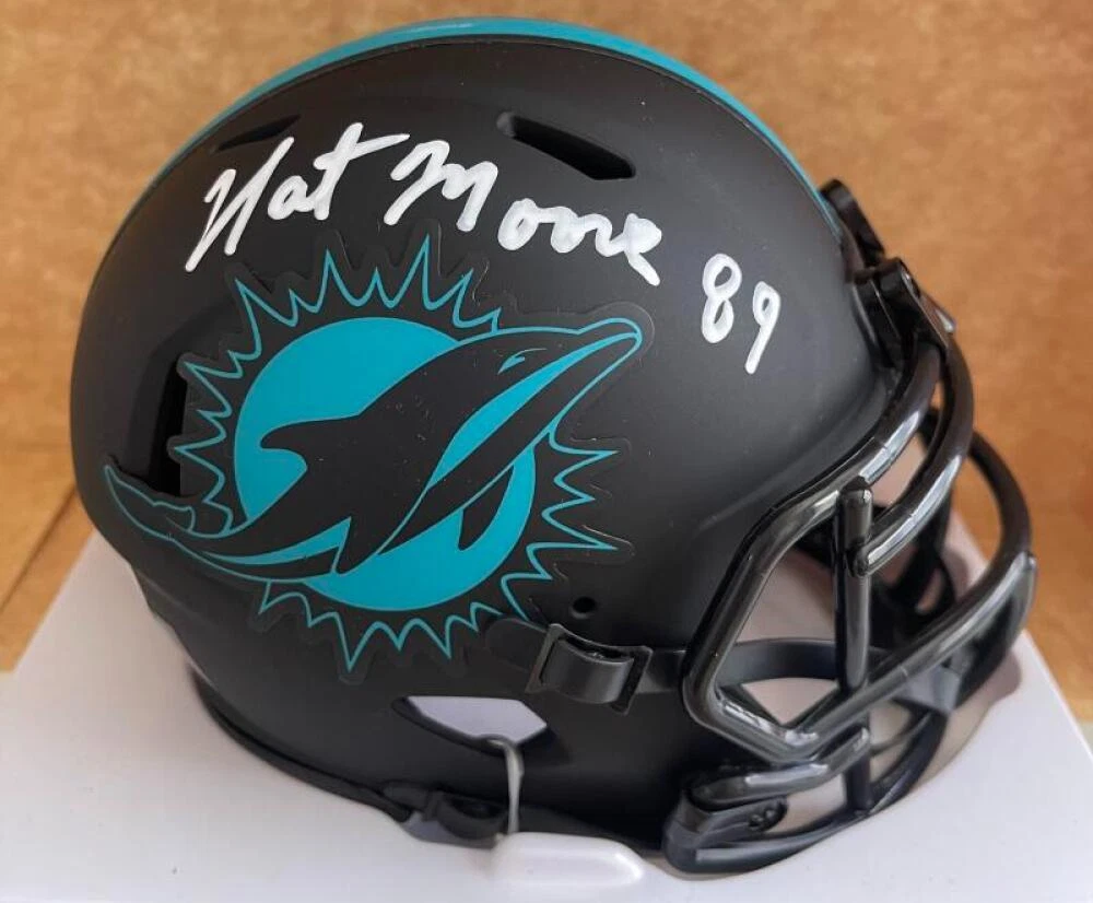 NAT MOORE DOLPHINS SIGNED AUTO ECLIPSE MINI HELMET BECKETT AUTH