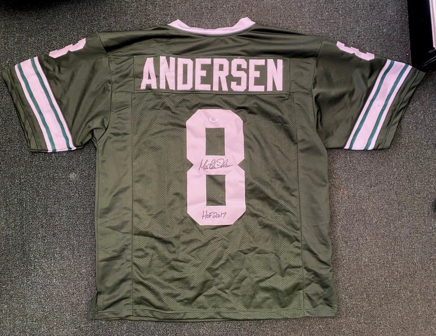 MORTEN ANDERSEN #8 HOF 2017 MICHIGAN STATE SIGNED CUSTOM JERSEY SZ XL PSA