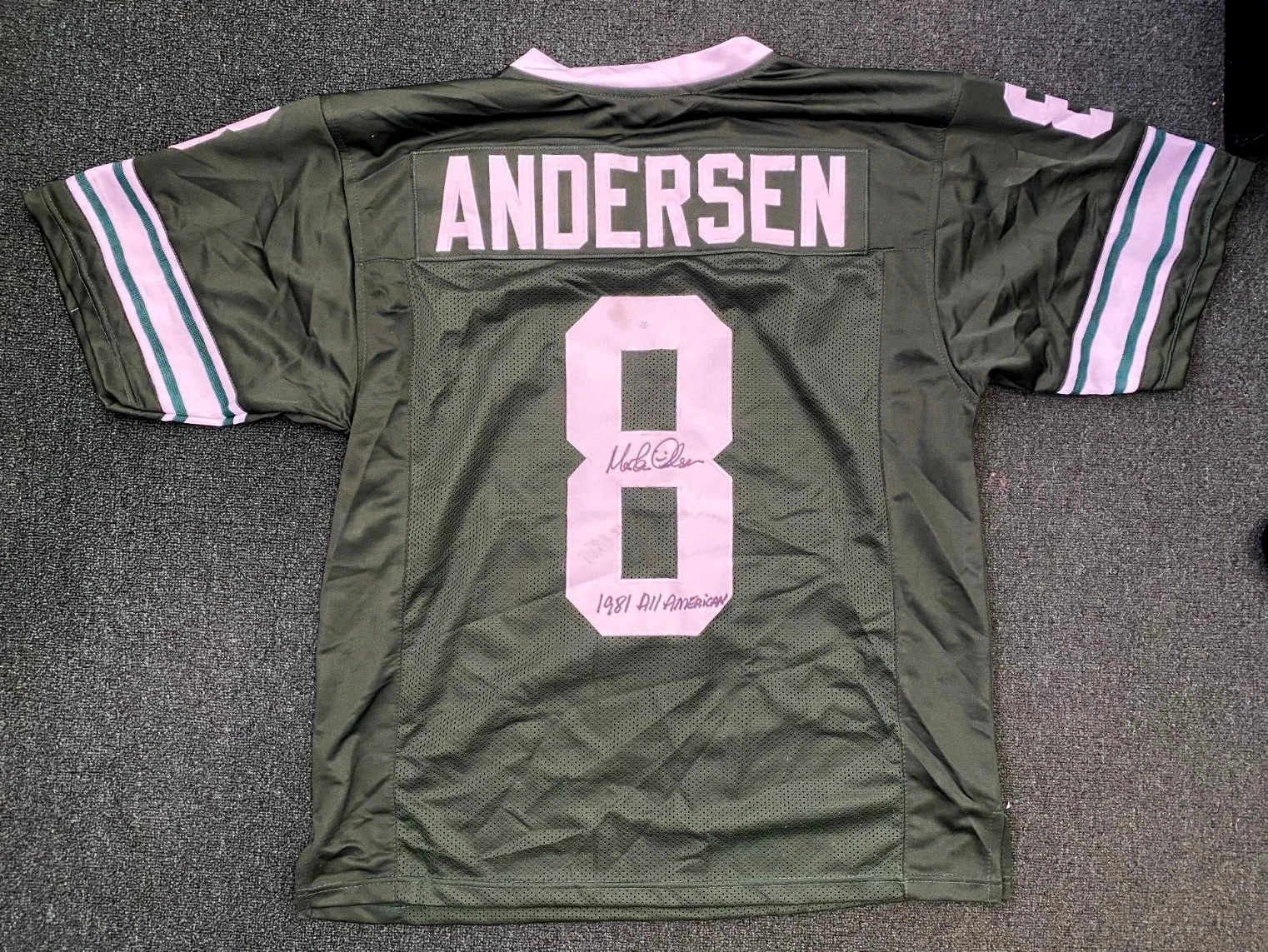 MORTEN ANDERSEN #8 1981 ALL AMERICAN MICHIGAN STATE SIGNED CUSTOM JERSEY XL PSA