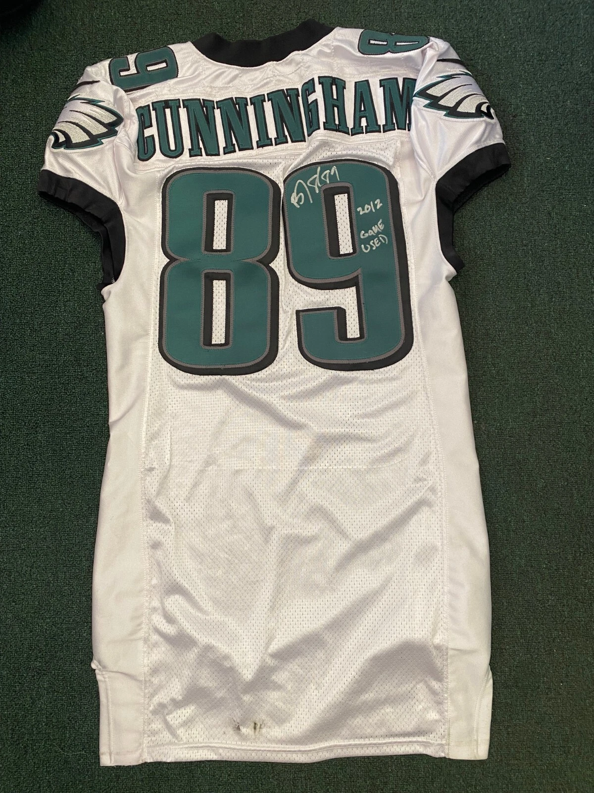 BJ CUNNINGHAM #89 PHILADELPHIA EAGLES SIGNED AUTOGRAPHED GAME USED JERSEY SZ L