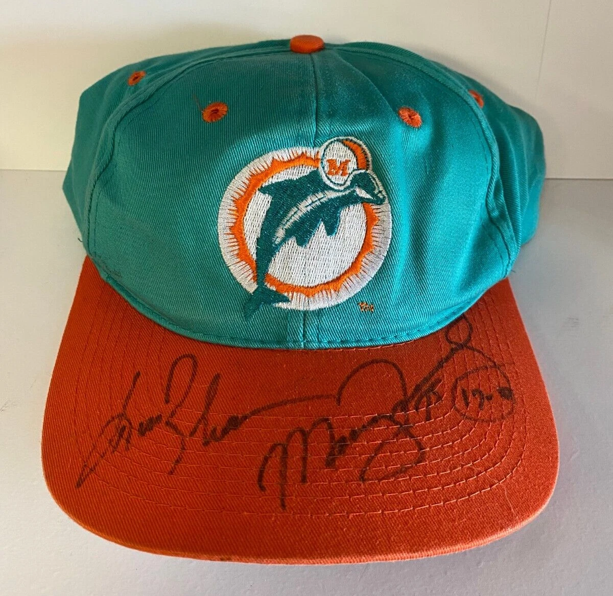 KIM BOKAMPER & MANNY FERNANEZ MIAMI DOLPHINS DUAL SIGNED THROWBACK HAT W/COA