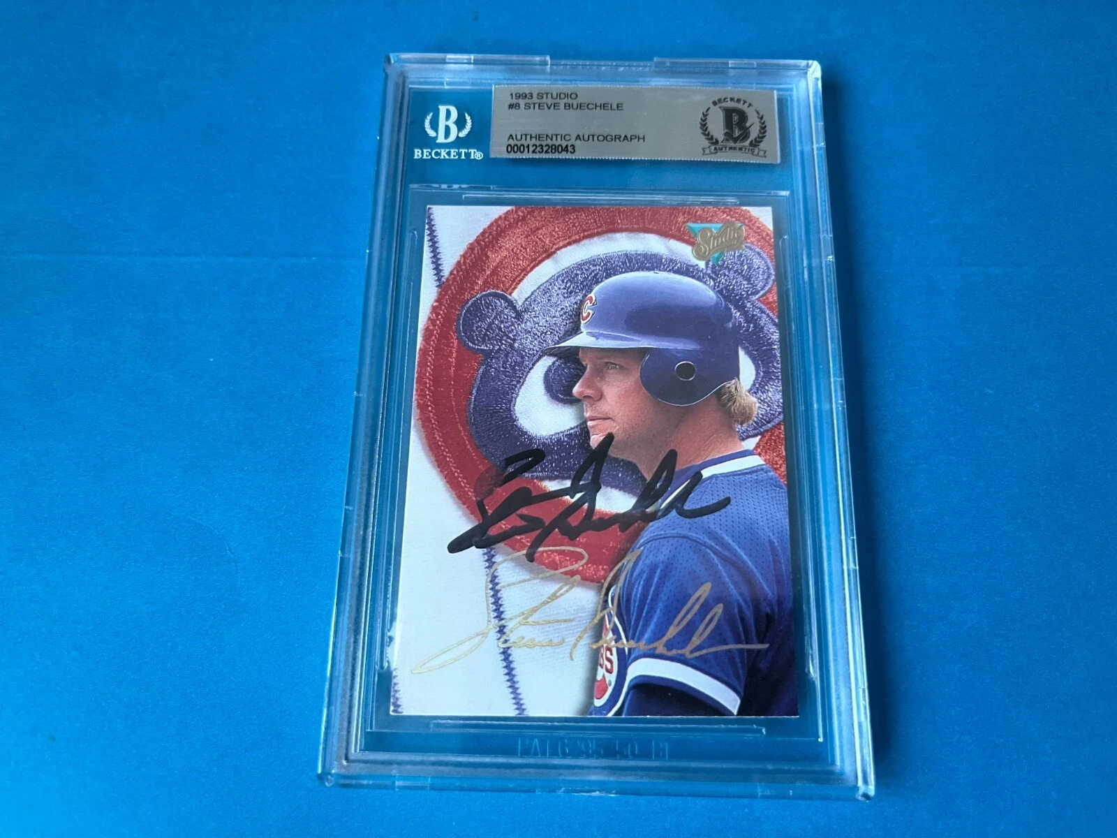Steve Buechele Cubs 1993 Leaf Studio Card Signed Auto Beckett BAS COA