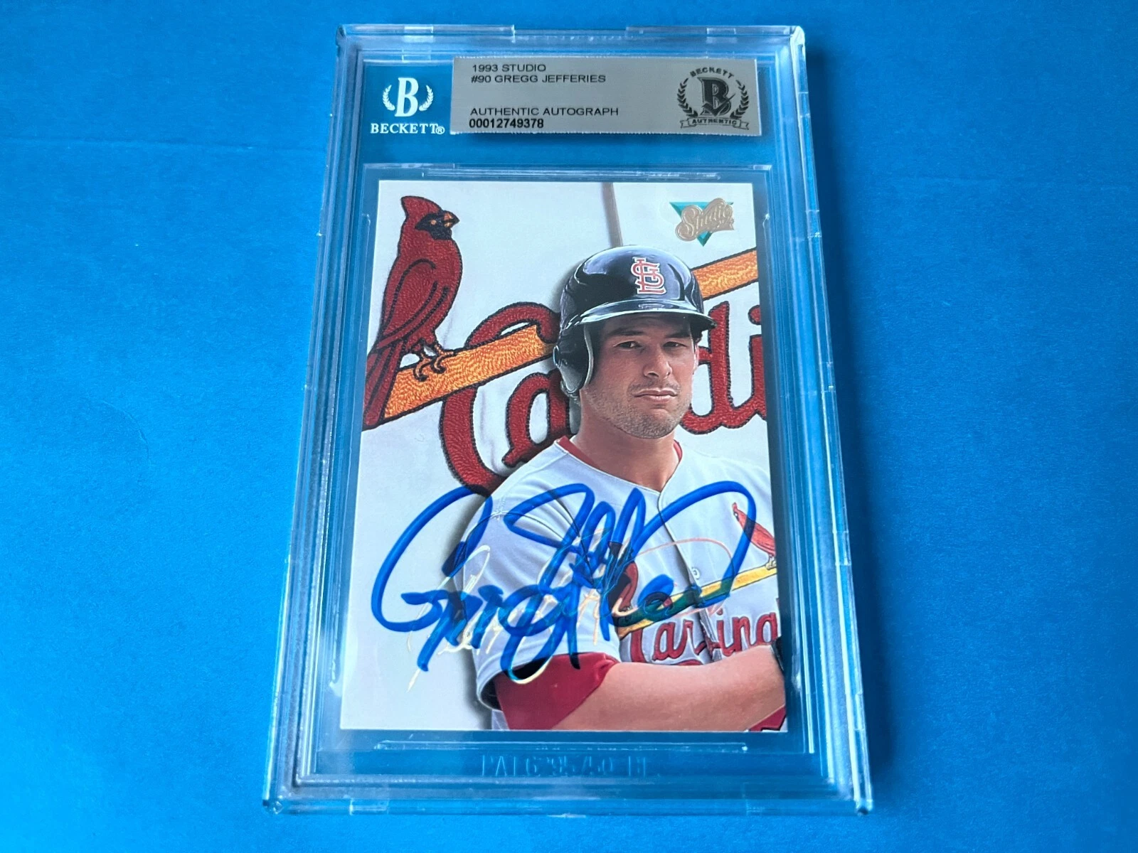 Greg Jefferies Cardinals 1993 Leaf Studio Card Signed Auto Beckett BAS COA