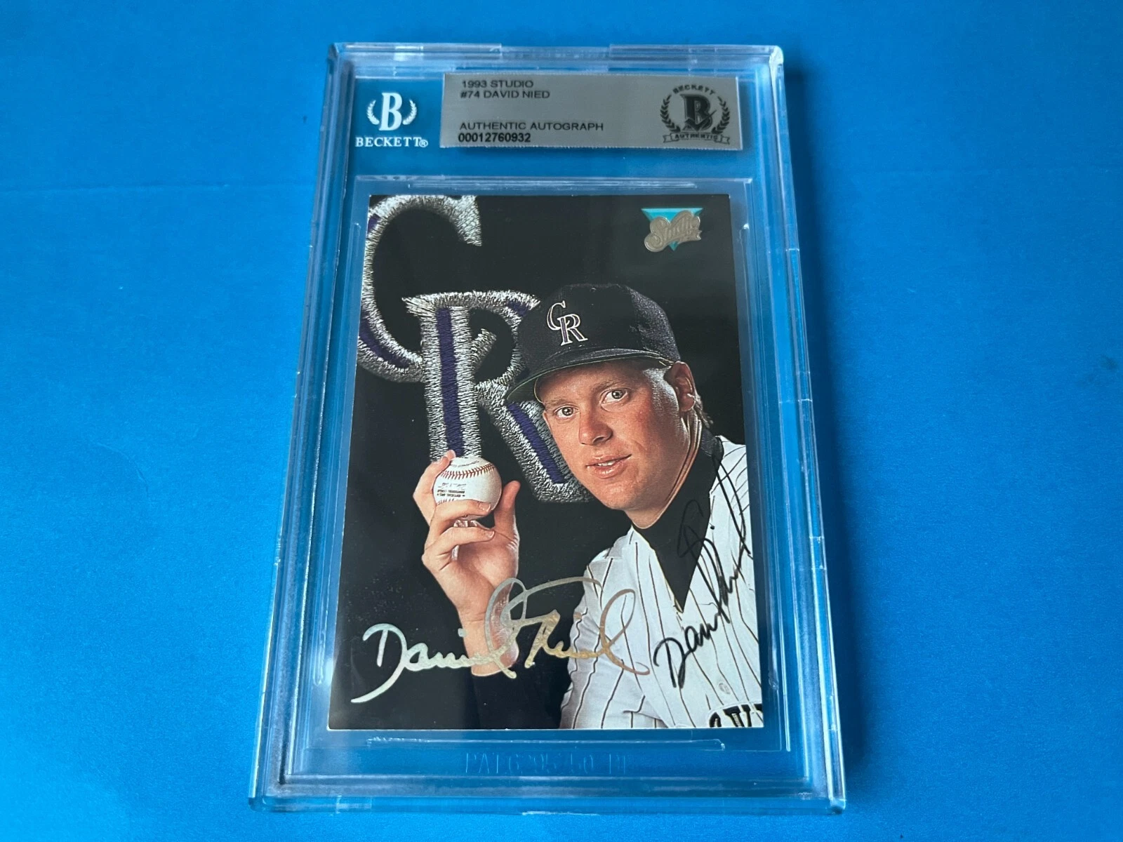 David Nied Rockies 1993 Leaf Studio Card Signed Auto Beckett BAS COA