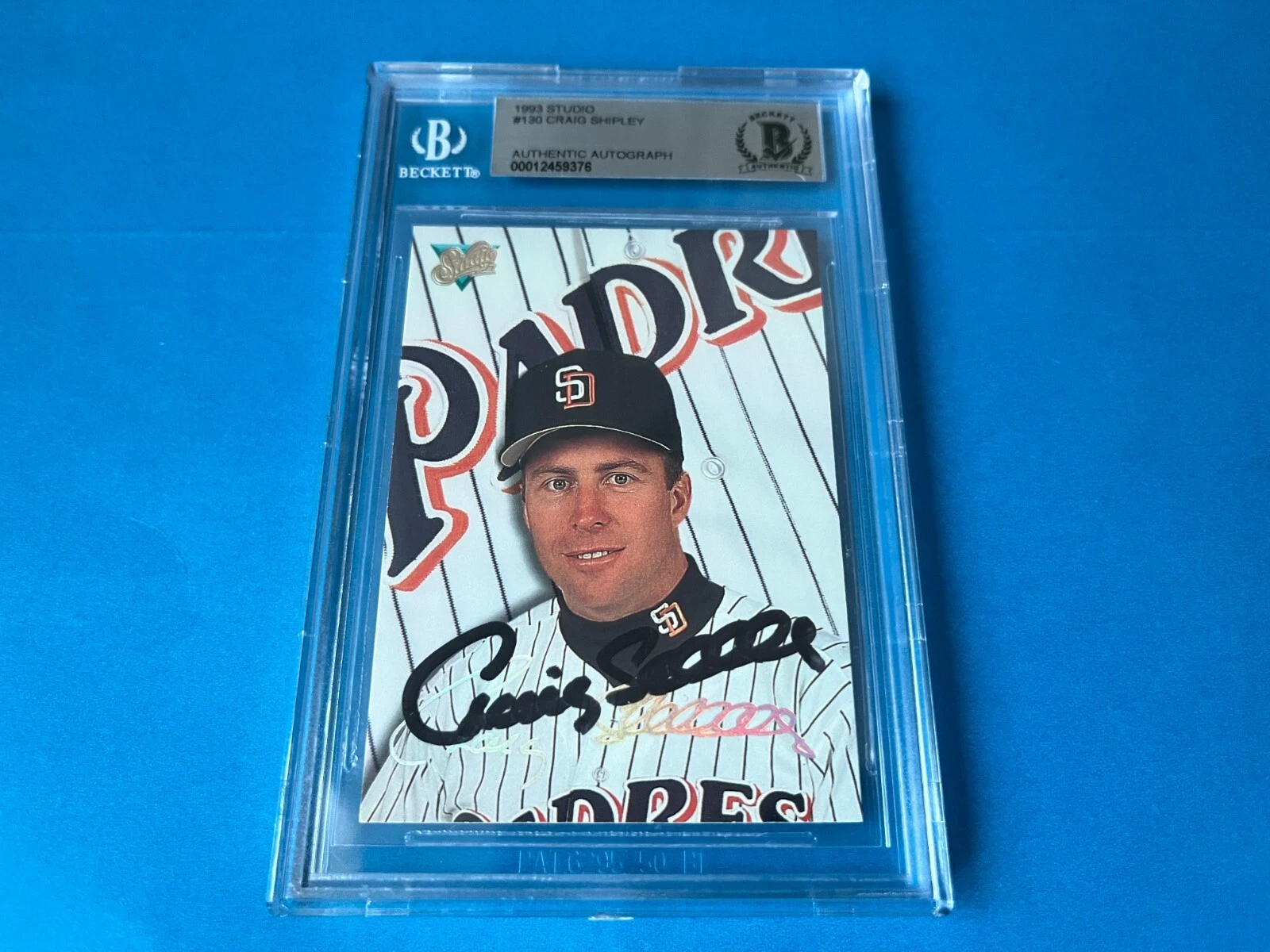 Craig Shipley Padres 1993 Leaf Studio Card Signed Auto Beckett BAS COA