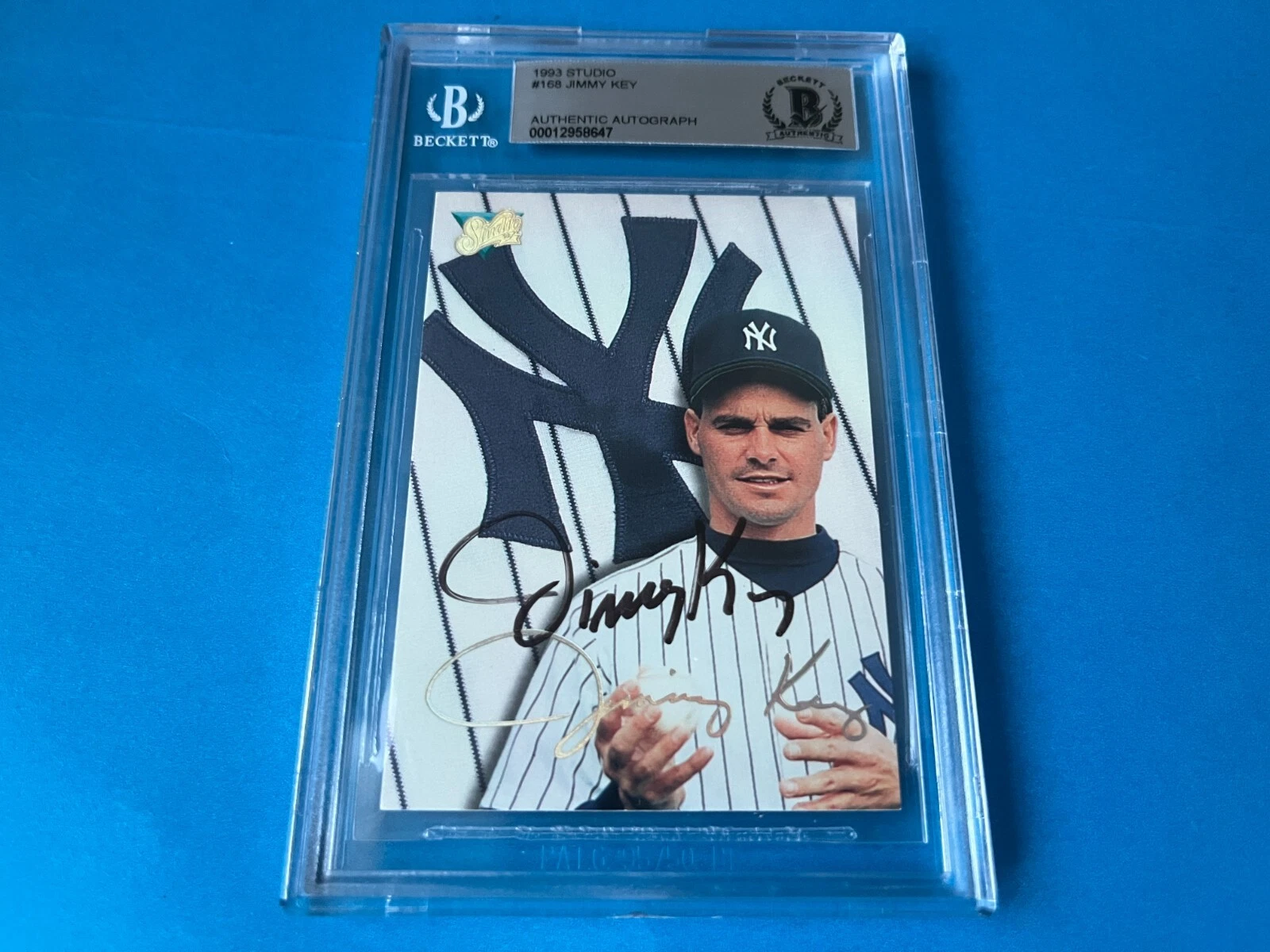 Jimmy Key Yankees 1993 Leaf Studio Card Signed Auto Beckett BAS COA