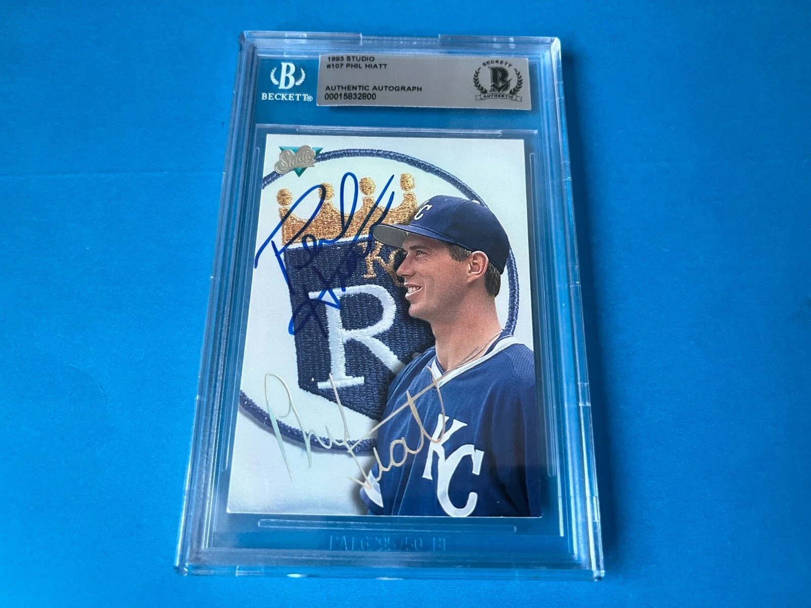 Phil Hiatt Royals 1993 Leaf Studio Card Signed Auto Beckett BAS COA