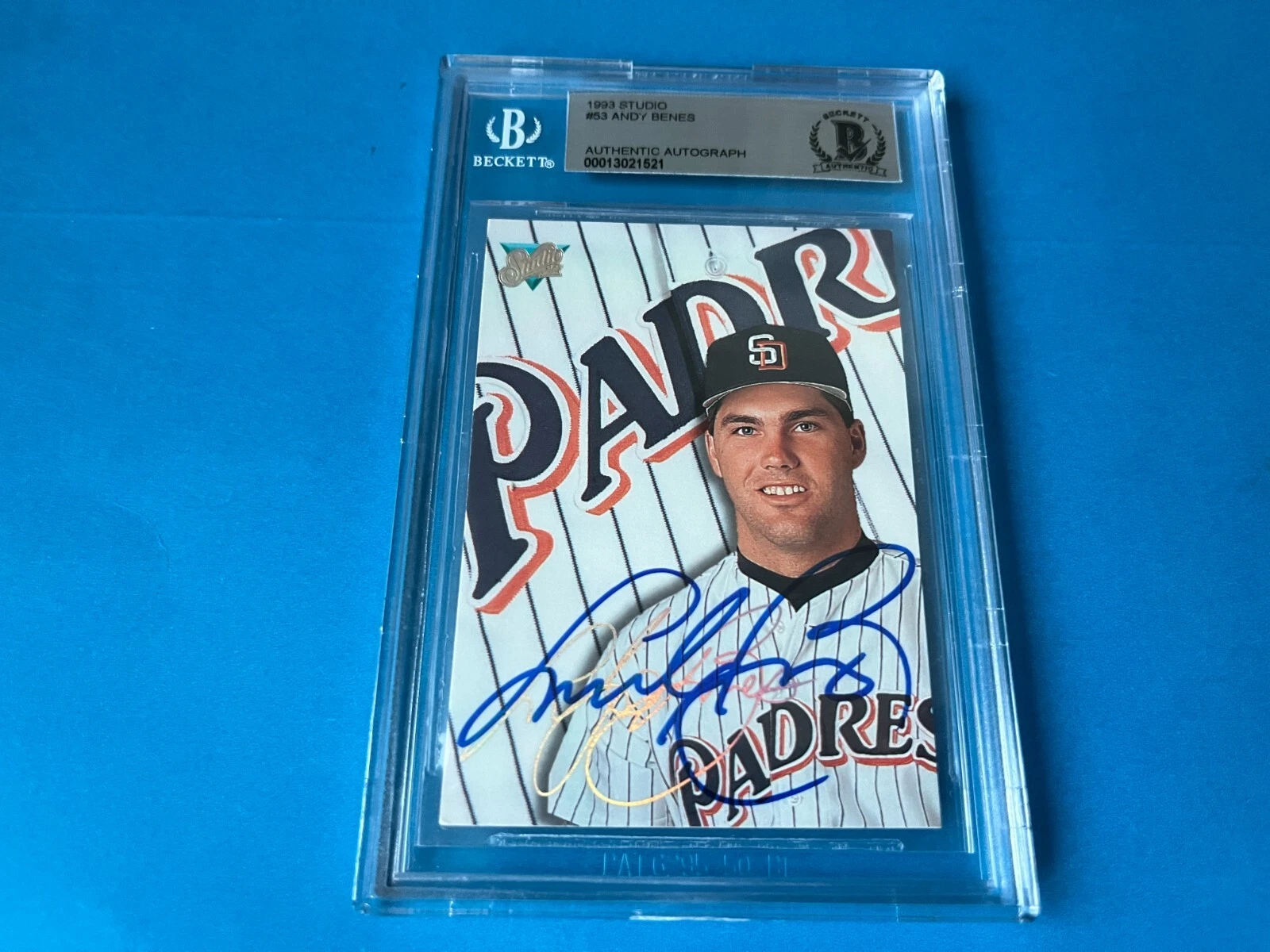 Andy Benes Padres 1993 Leaf Studio Card Signed Auto Beckett BAS COA