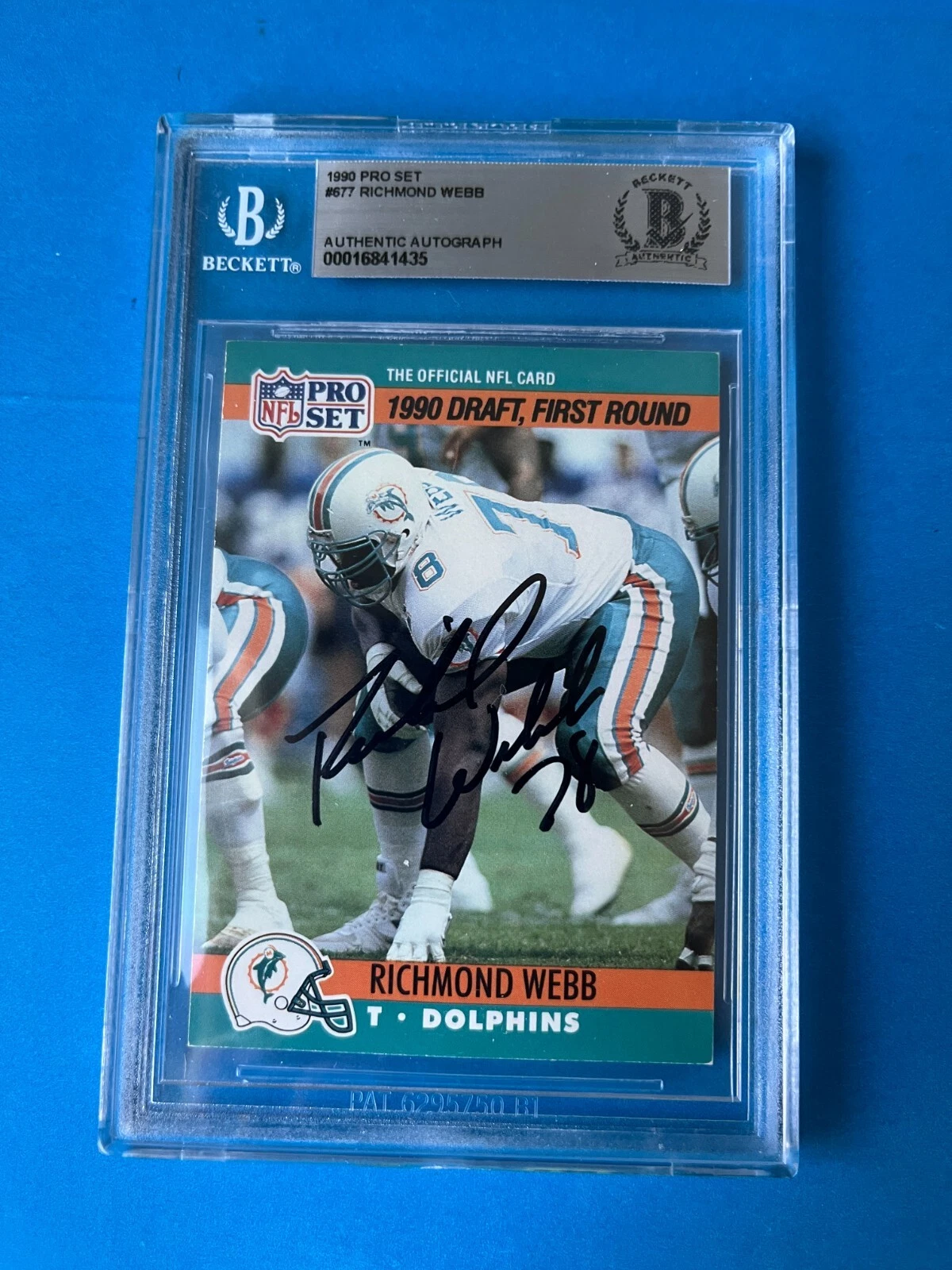 Richmond Webb Dolphins 1990 Pro Set Card Signed Auto Beckett BAS Slabbed