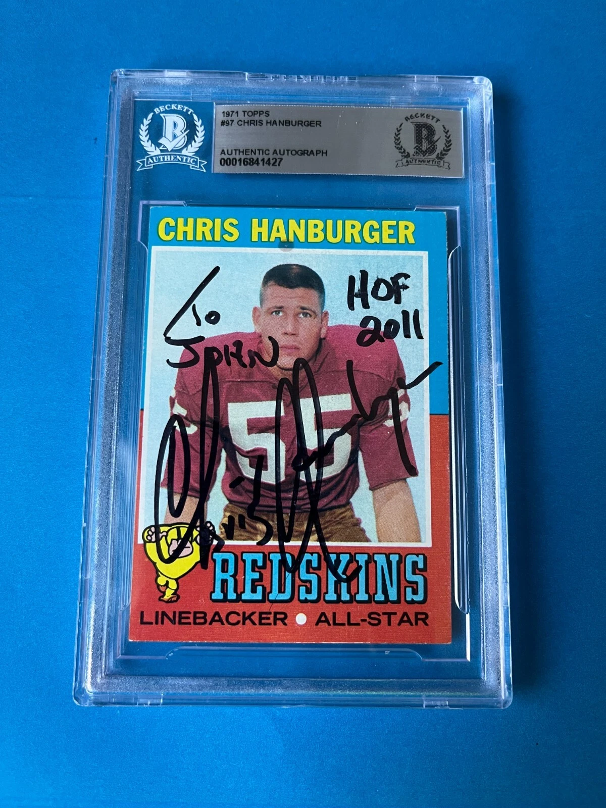 Chris Hanburger Redskins HOF 1971 Topps Card Signed Auto Beckett BAS Slabbed