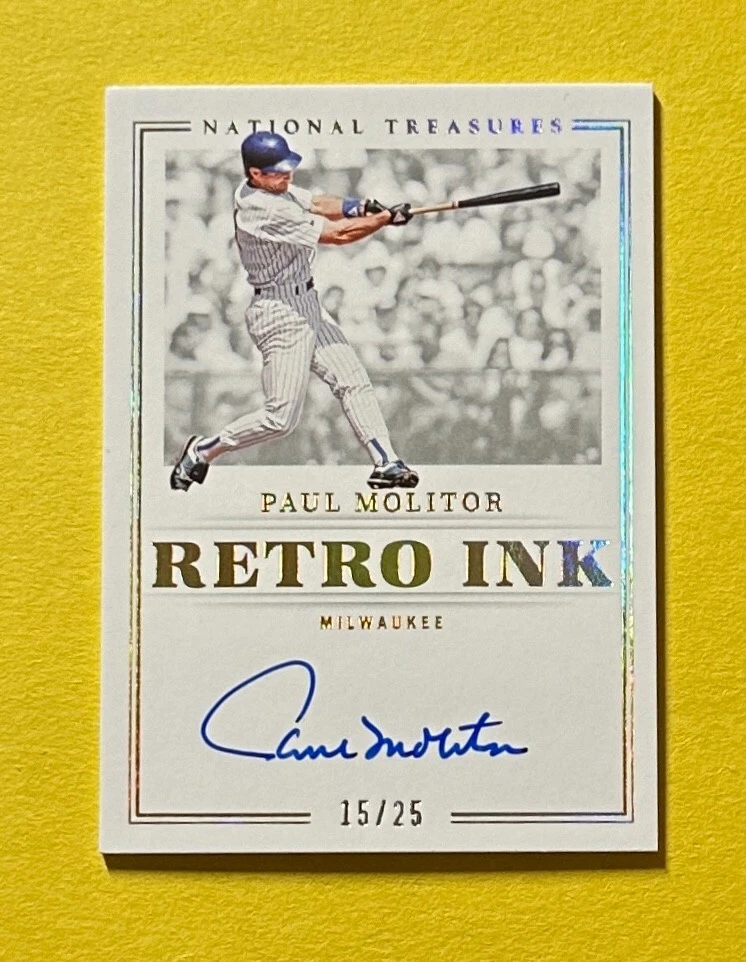 2023 PANINI NATIONAL TREASURES PAUL MOLITOR RETRO INK AUTO /25 #RI-PM MILWAUKEE