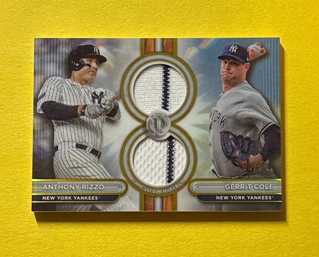 2024 TOPPS TRIBUTE ANTHONY RIZZO GERRIT COLE DUAL RELIC /75 #DR2-RC YANKEES