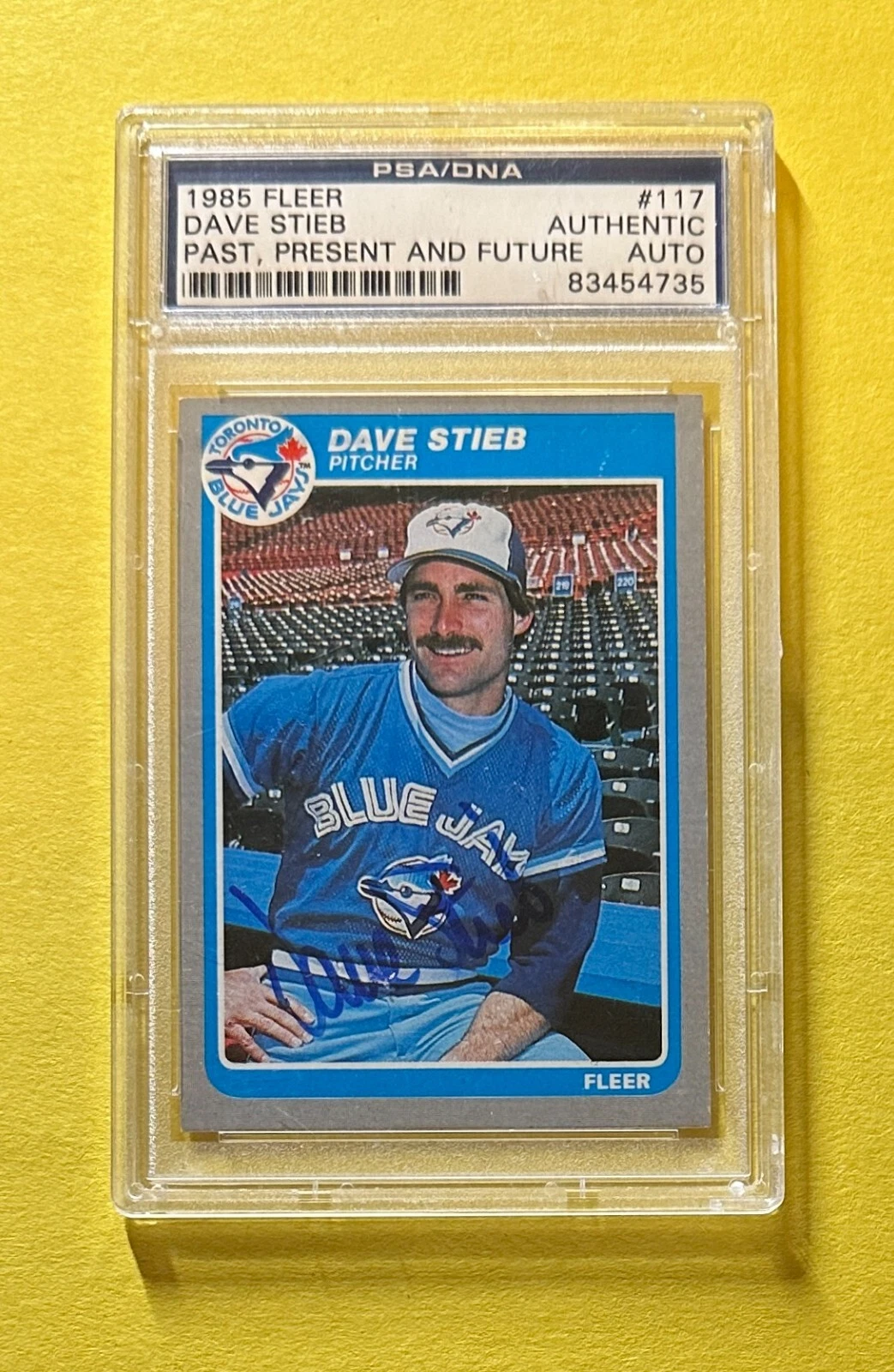 1985 FLEER DAVE STIEB #117 PSA DNA CERTIFIED AUTHENTIC AUTOGRAPH BLUE JAYS