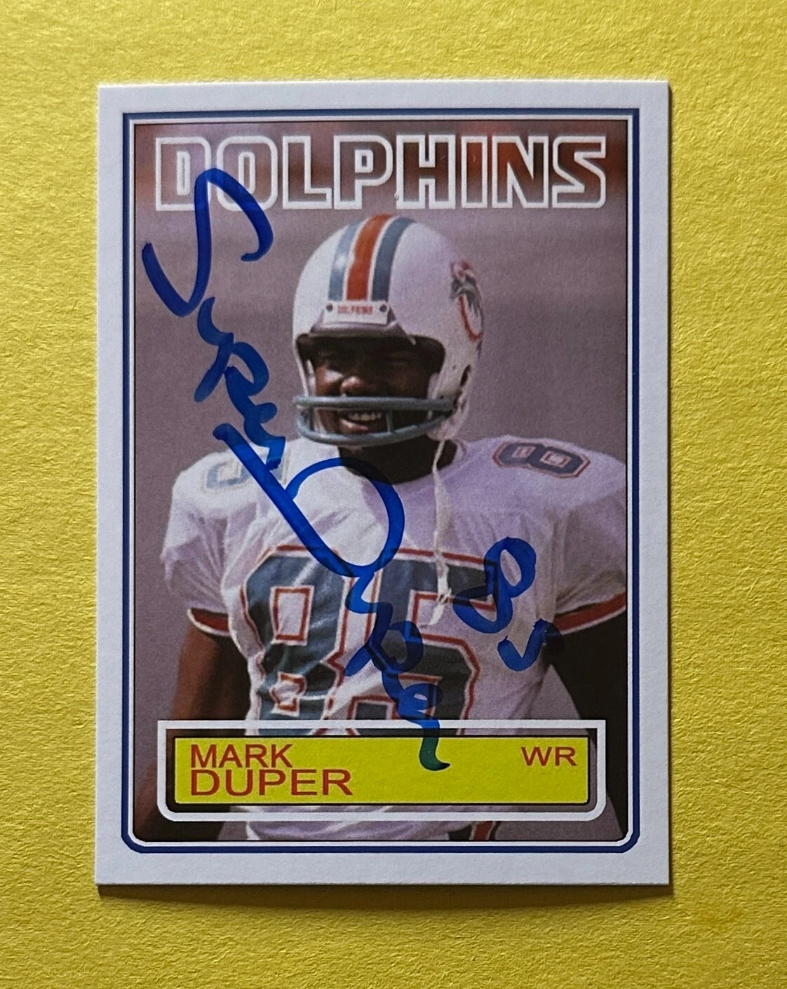 1983 CUSTOM PLAYER CARD MARK DUPER AUTOGRAPH COA #TT-85 DOLPHINS