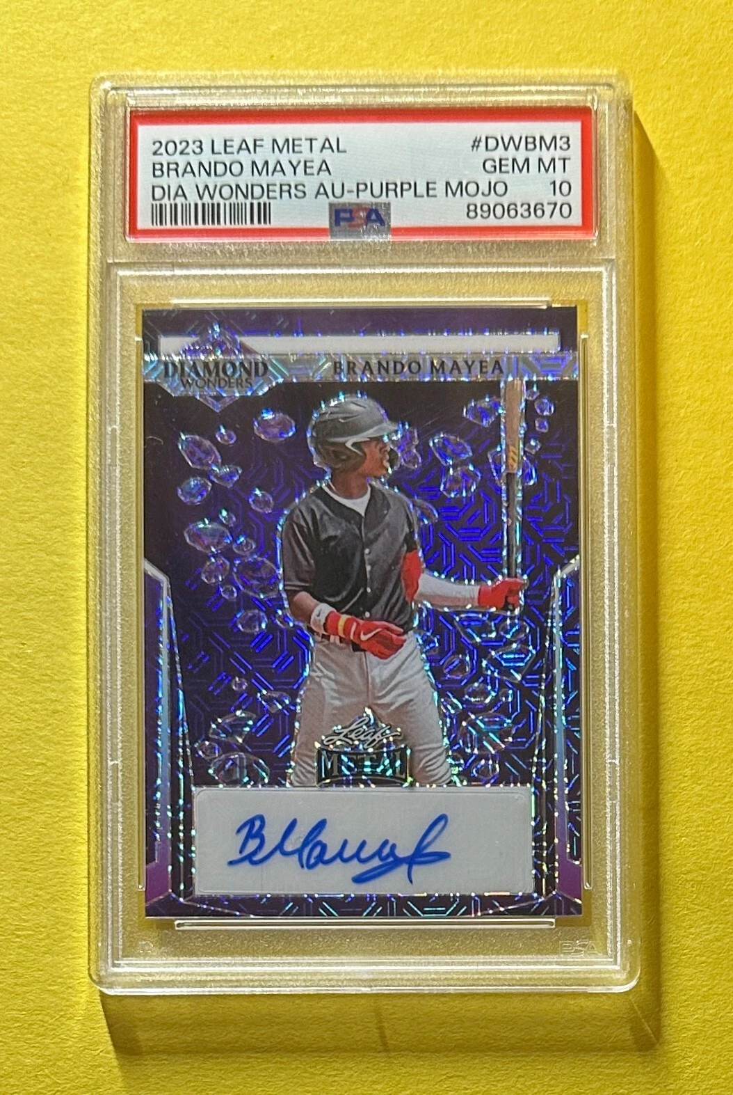 2023 LEAF METAL BRANDON MAYEA DIAMOND WONDERS AUTO /5 #DW-BM3 PSA GEM MT 10