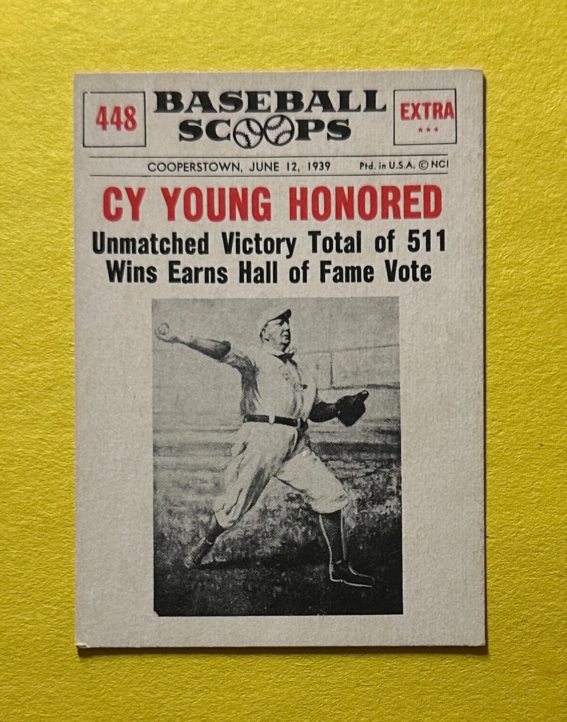 1961 NU-CARD SCOOPS CY YOUNG HONORED #448