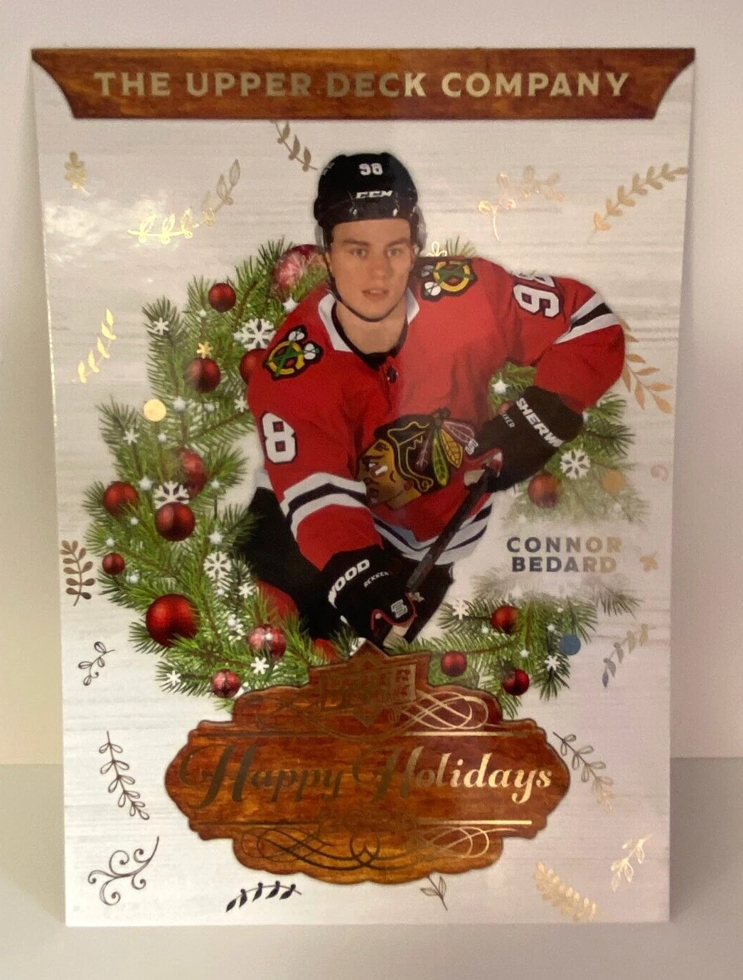 2023-24 UPPER DECK HAPPY HOLIDAYS CONNOR BEDARD BLACKHAWKS JUMBO RC CARD