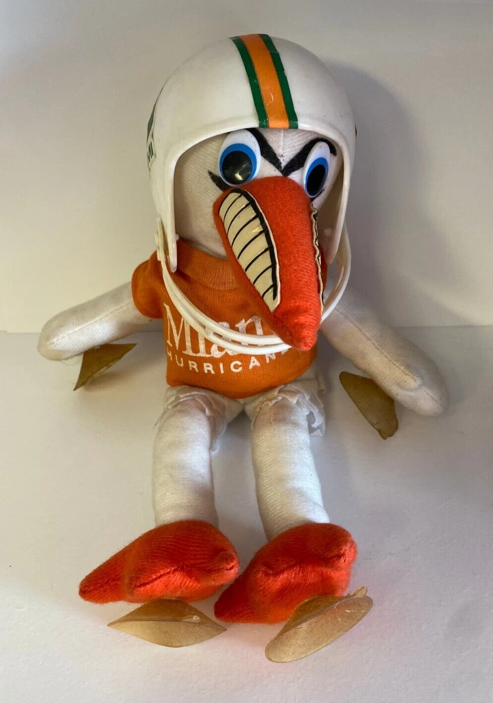 VINTAGE MIAMI HURRICANES MASCOT PLUSH WITH HELMET RARE COLLECTIBLE MEMORABILIA