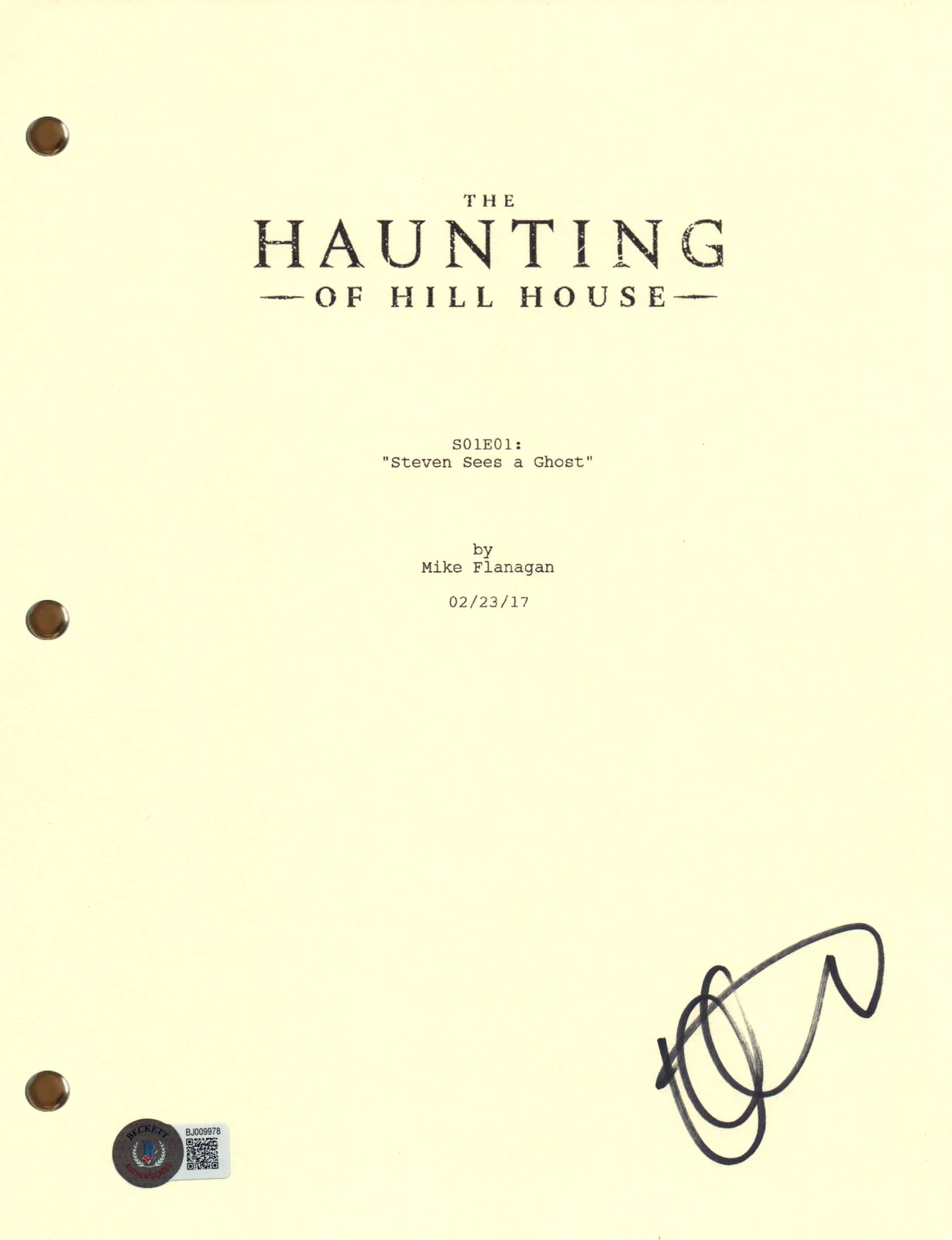 Kate Siegel Signed Autograph The Haunting of Hill House Pilot Script Beckett COA