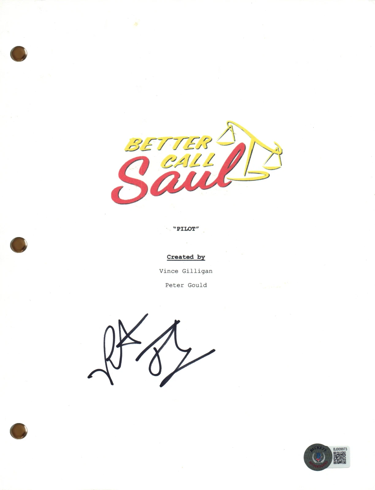 Patrick Fabian Signed Autograph Better Call Saul Pilot Episode Script BAS COA