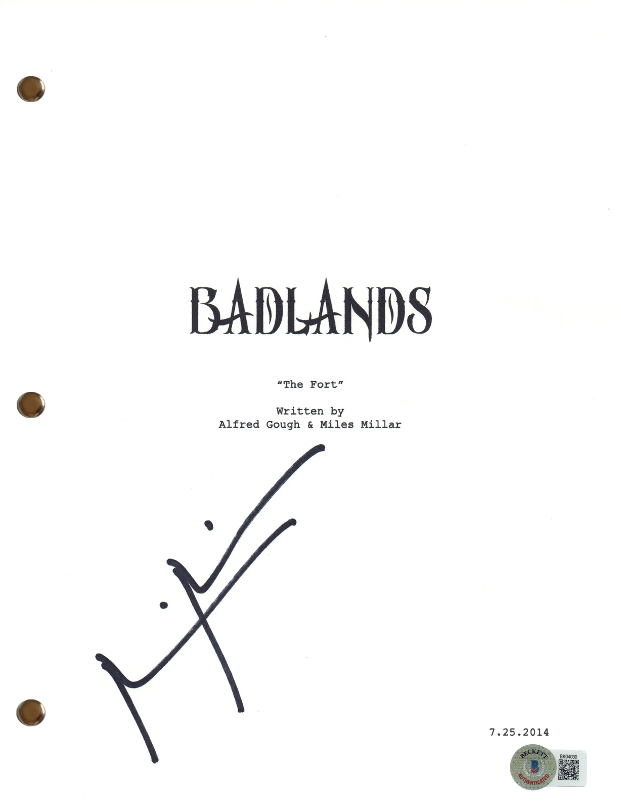 Miles Millar Signed Autograph Into the Badlands Pilot Script Screenplay BAS COA