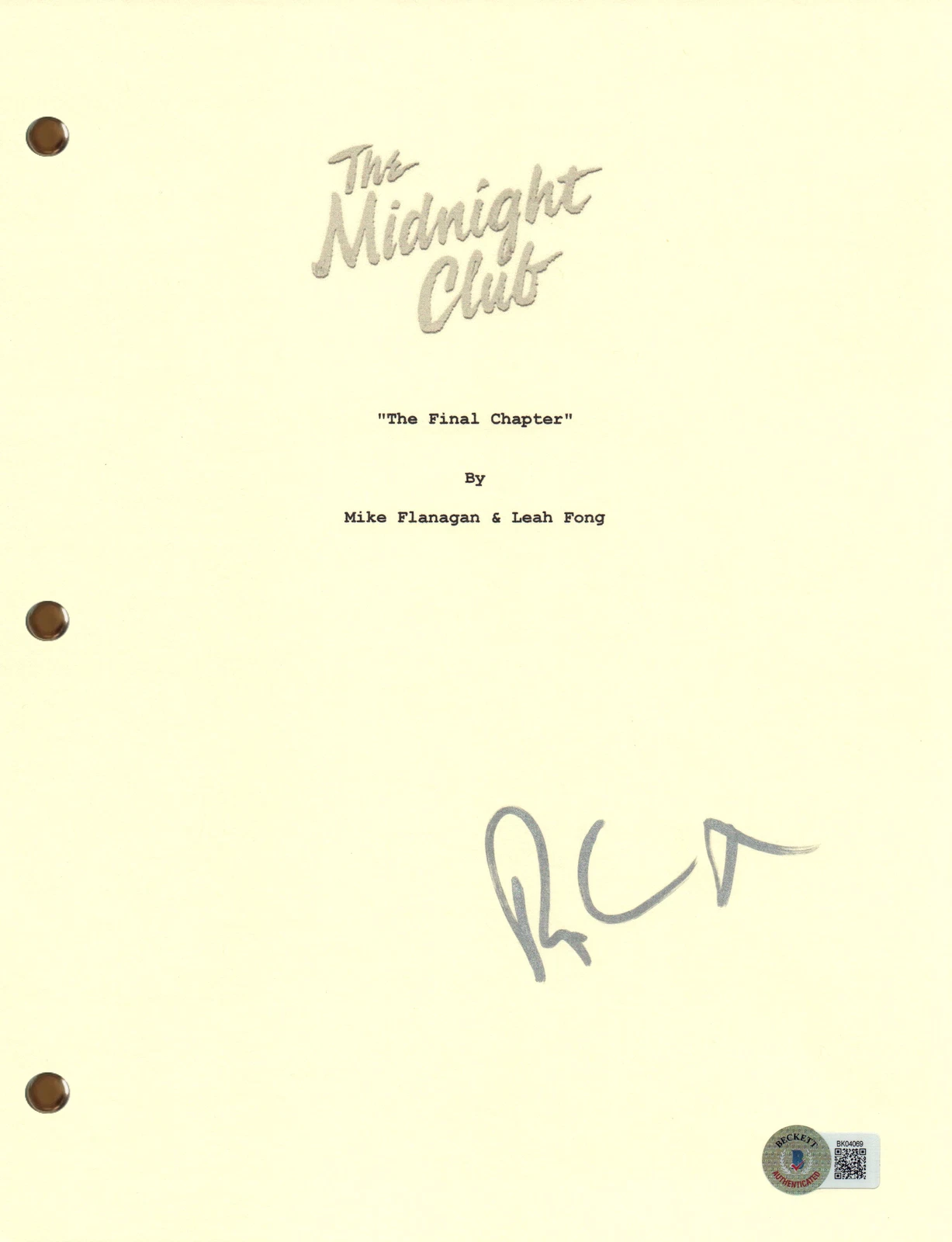 Ruth Codd Signed Autograph The Midnight Club Full Pilot Script Beckett COA
