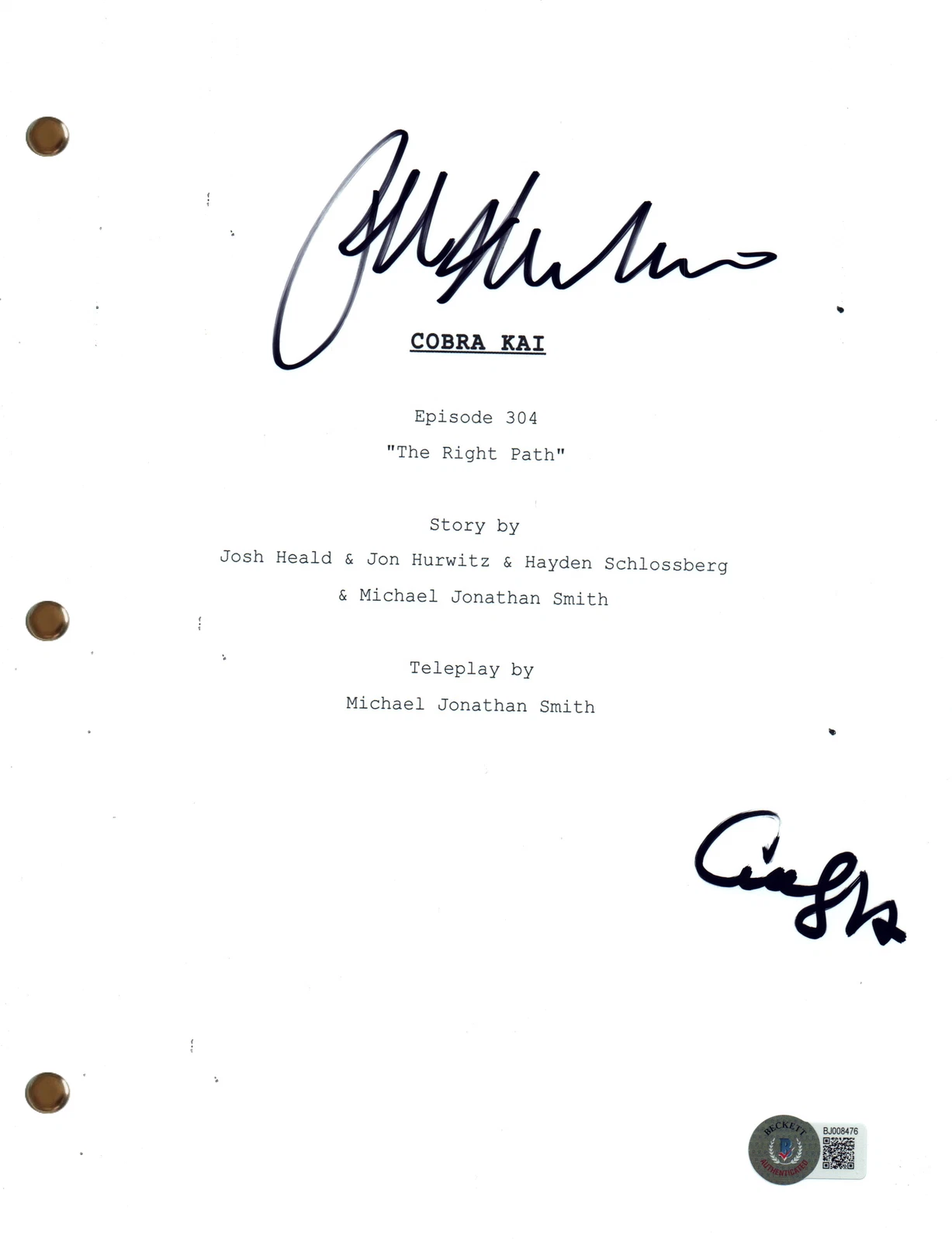 Ralph Macchio Courtney Henggeler Signed Autograph Cobra Kai Ep304 Script BAS COA