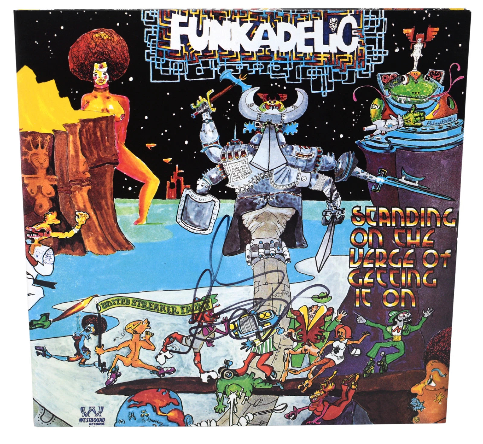 George Clinton Signed Funkadelic Standing on The Verge Vinyl Record Album LP BAS