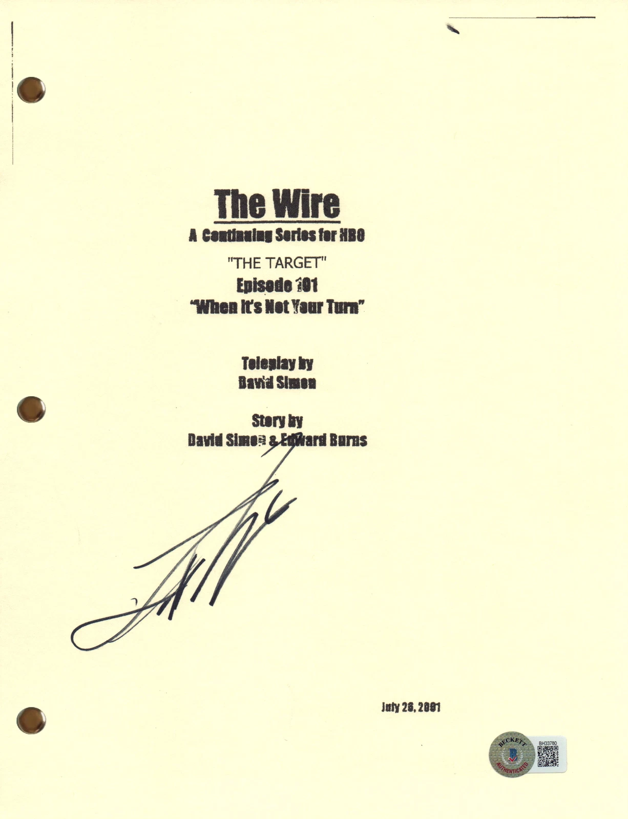 Lance Reddick Signed Autograph The Wire Pilot Script Full Screenplay Beckett COA