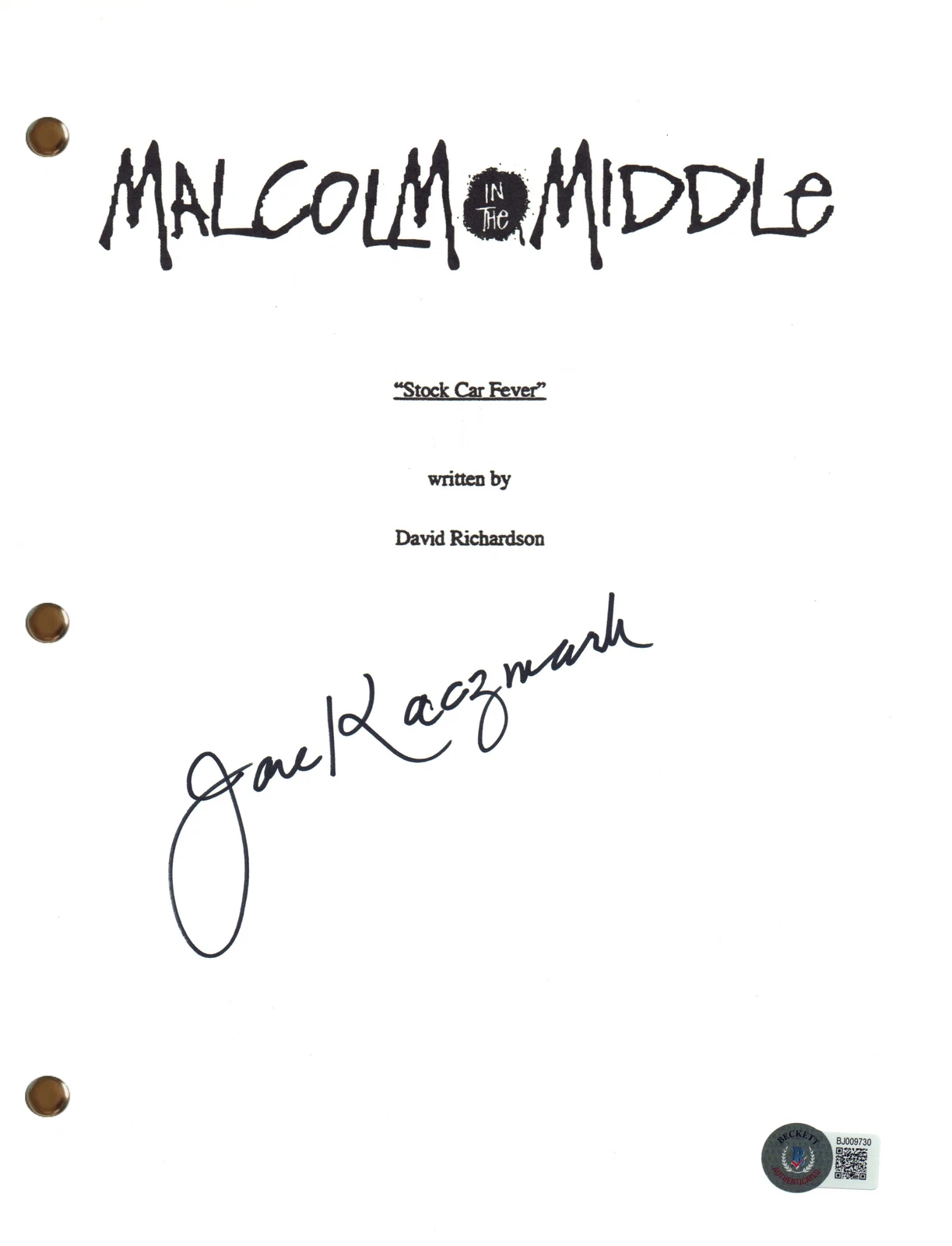 Jane Kaczmarek Signed Autograph Malcolm In The Middle Episode Script Beckett COA