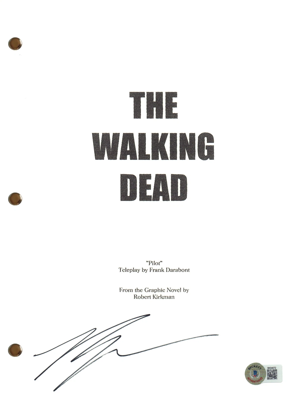 Ross Marquand Signed Autograph The Walking Dead Pilot Script Aaron Beckett COA