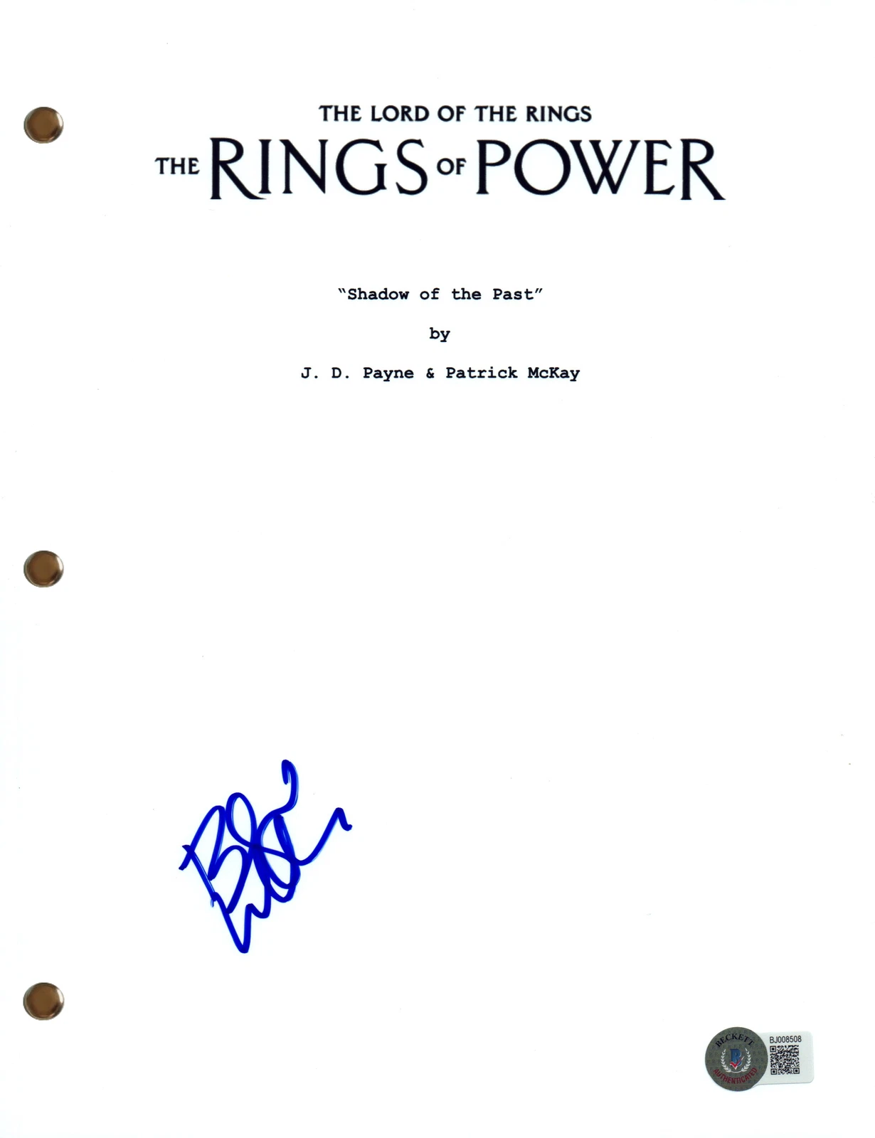 Benjamin Walker Signed Lord of the Rings The Rings of Power Pilot Script BAS COA