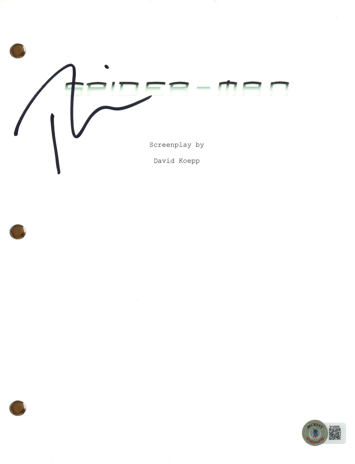 Tobey Maguire Signed Autograph Spider-Man Movie Script Screenplay Beckett COA